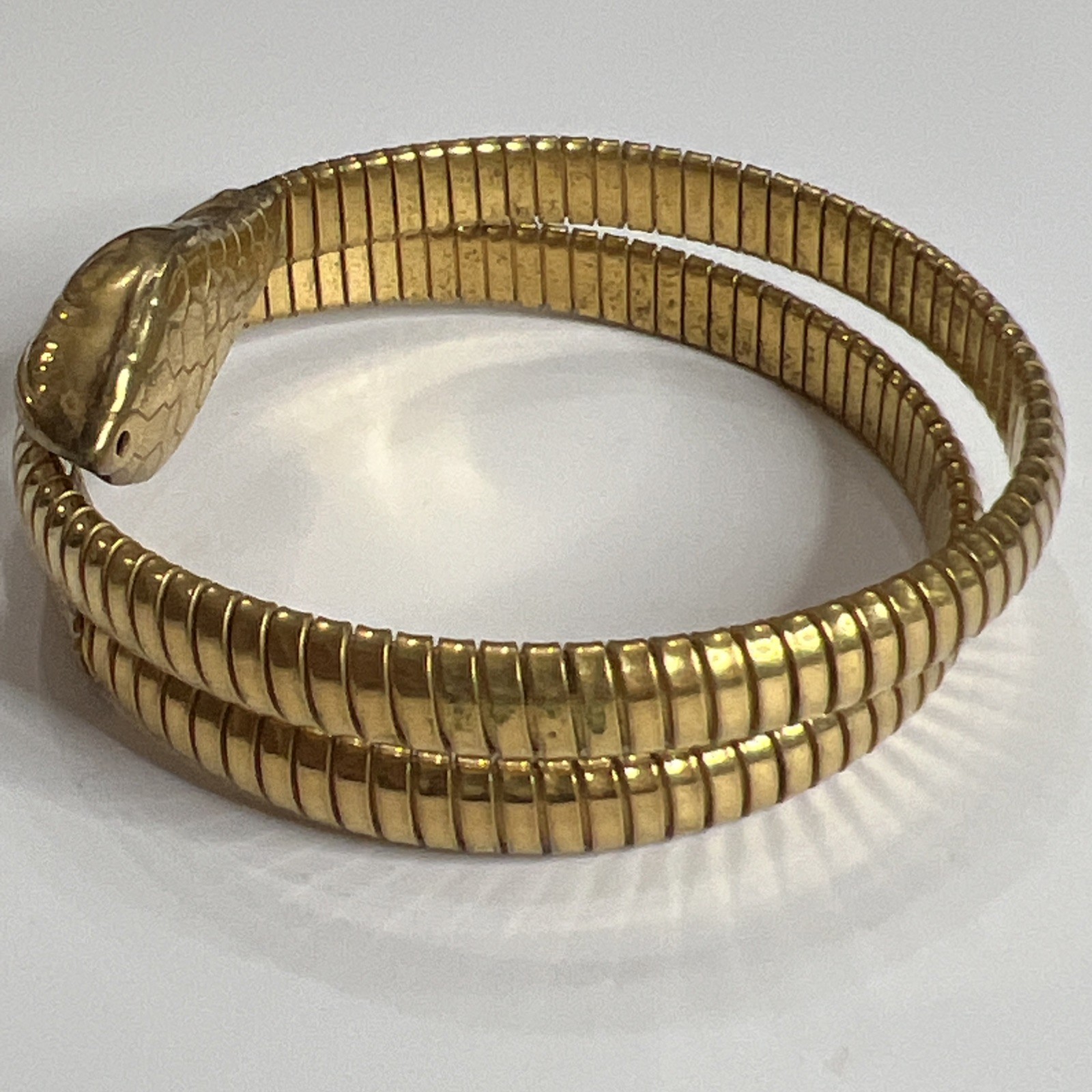 Vintage Art Deco Gold Tone Flexible Coil Snake Wrap Bracelet