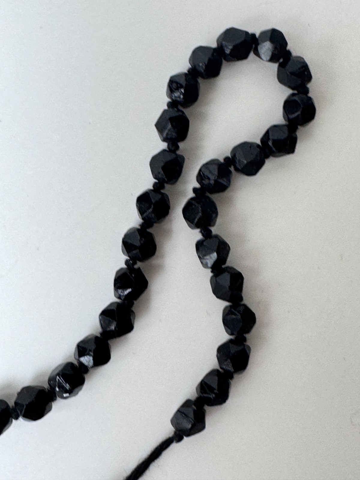 Antique Victorian Black Jet Mourning Fancy Bead ROPE Necklace, Repair NEEDED