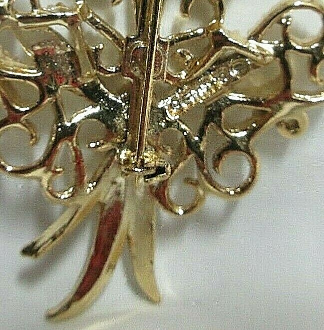 VINTAGE MCM GOLD TONE STYLIZED SPRAY BROOCH FEATURES STAMPED