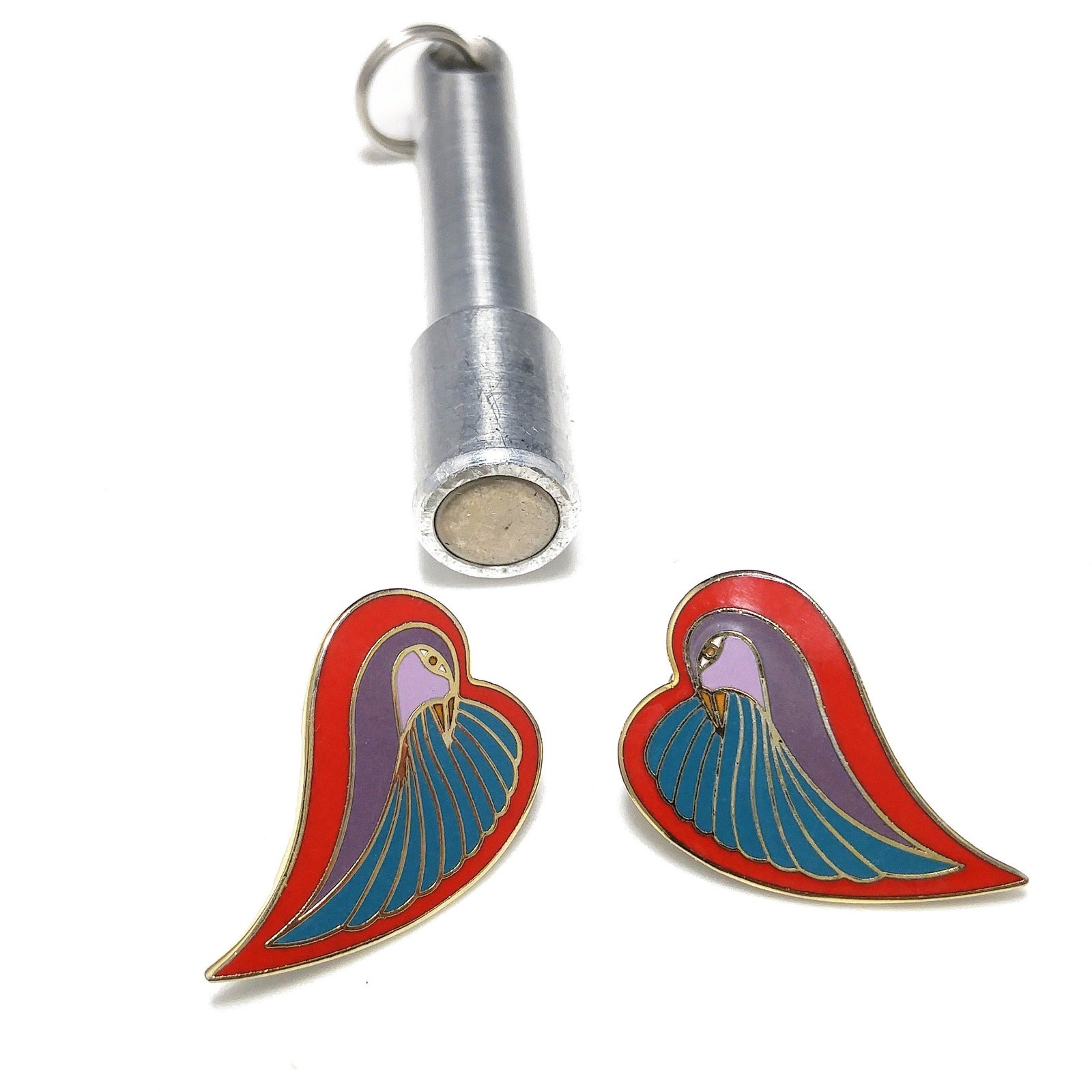 Laurel Burch “Dove Heart” Post Earrings, Gold Plated, 1980s Vintage Jewelry