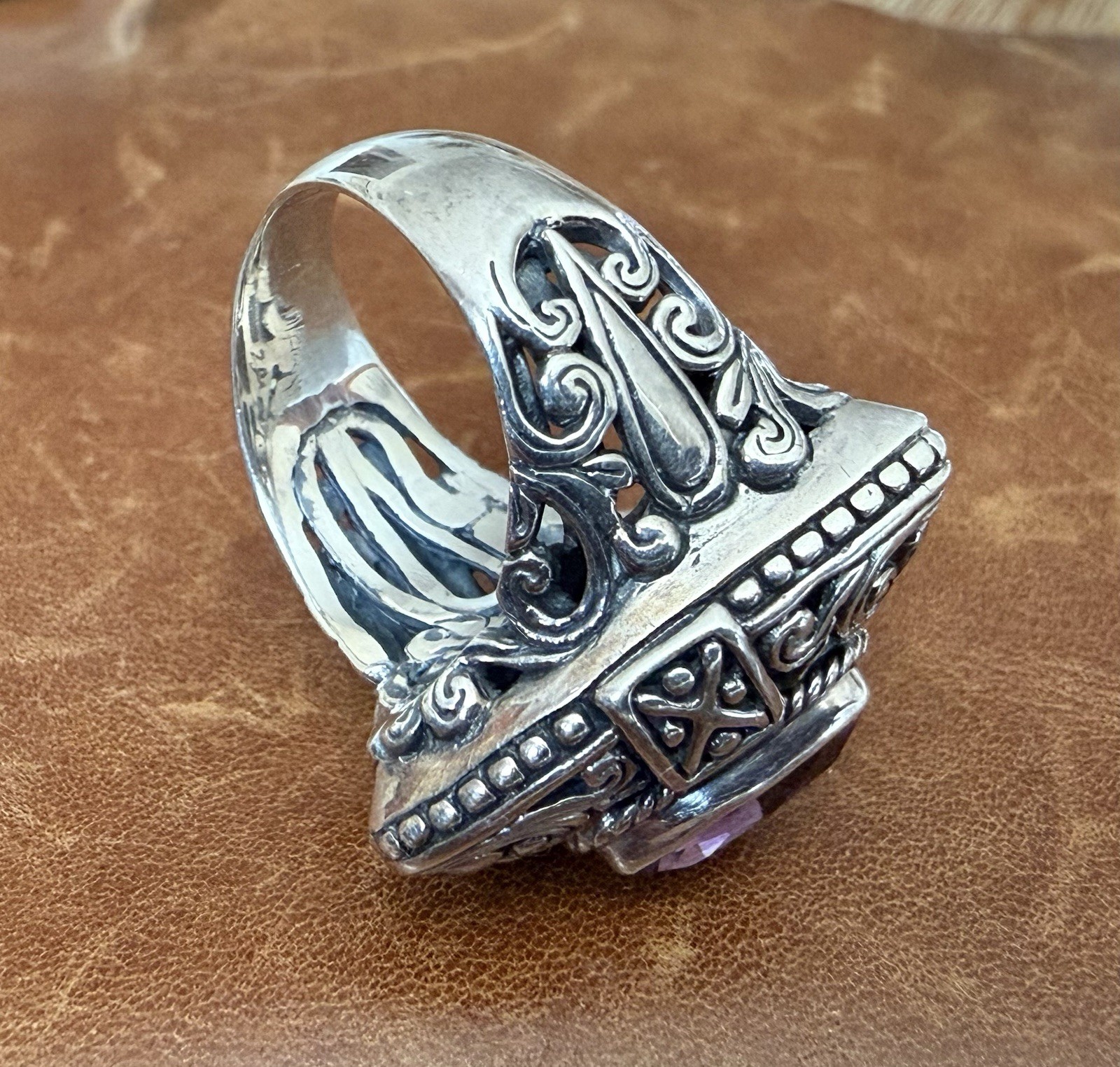 NWOT Robert Manse Amethyst “Beauty in Purple” 925 Sterling Silver Ring Size 6.26