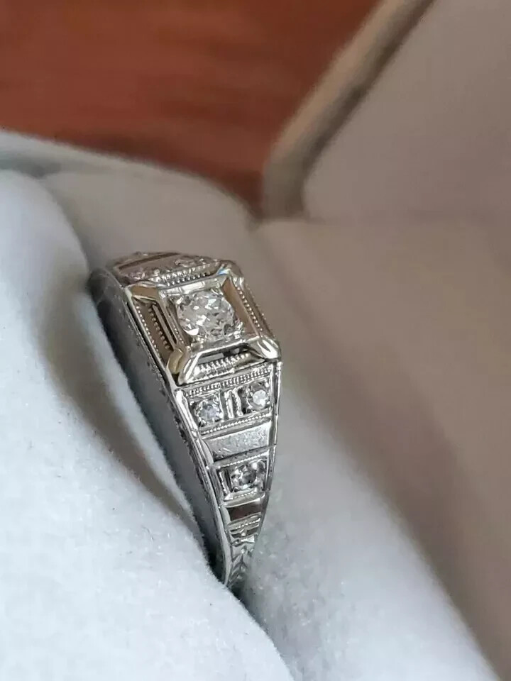 2.25Ct Art Deco Style Lab Created Diamond Anniversary Wedding 925 Silver Ring