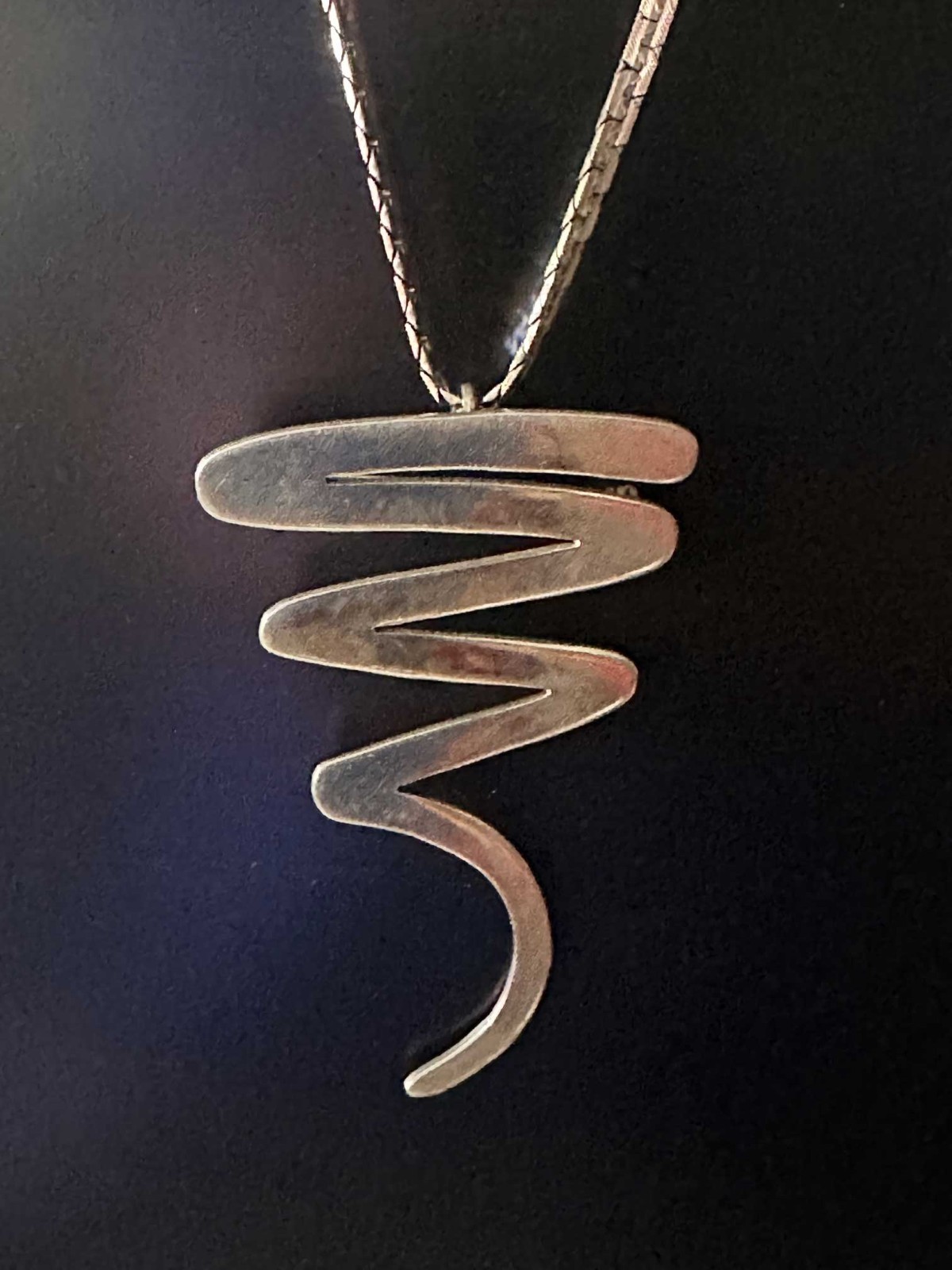 26g 1980s Taxco Mexico 925 Sterling Silver Modernist Zigzag Design with Chain