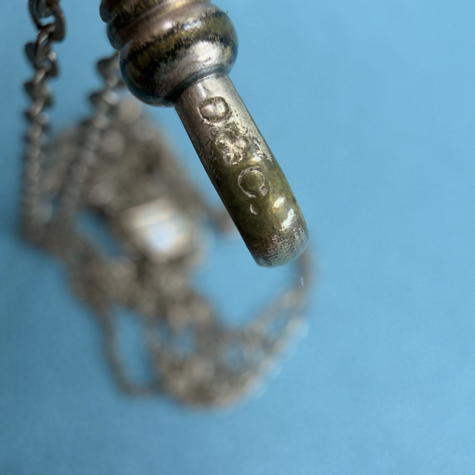 Victorian Antique 10K SOLID GOLD Pearl Turquoise SLIDE 48 GF Watch Chain D&C Fob