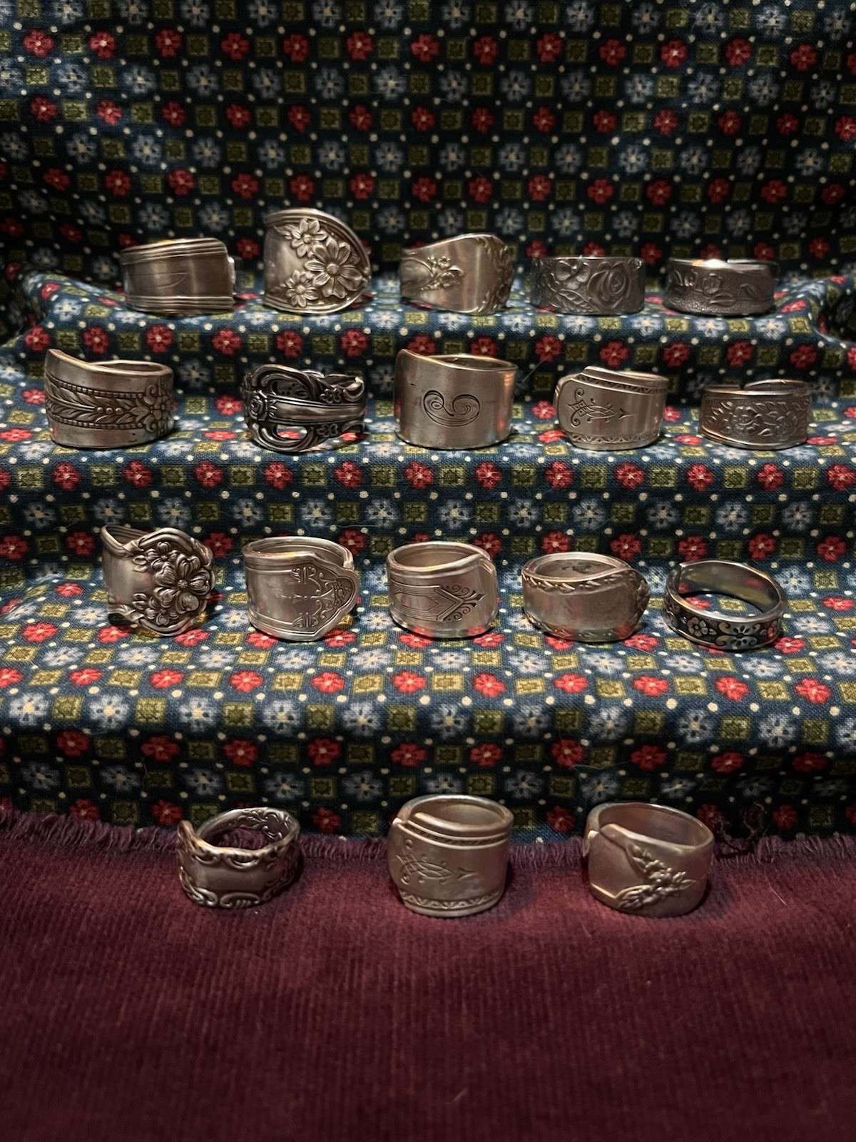 Spoon Ring Lot Of 18-Silver Plated & Stainless Steel Antique & Modern