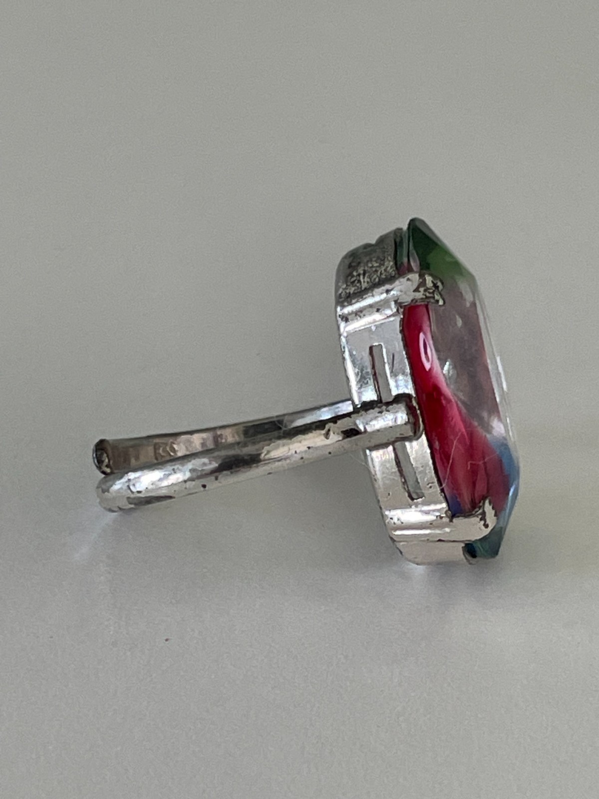 Vintage Crystal Rainbow 835 Silver Screw Back Earrings and Adjustable Ring