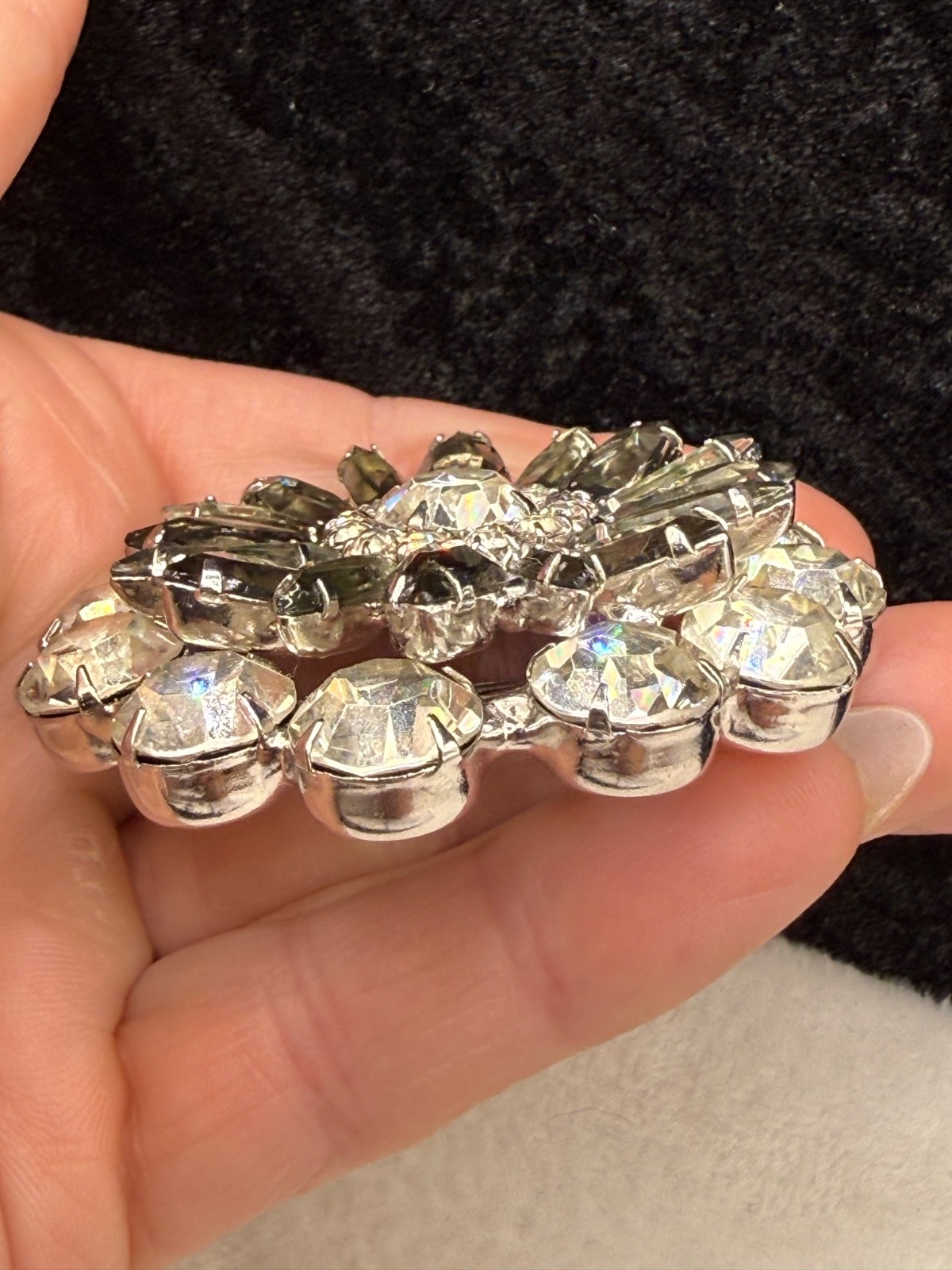 Vintage Verified Juliana Rhinestone Brooch Immaculate Sparkle Smokey #1827