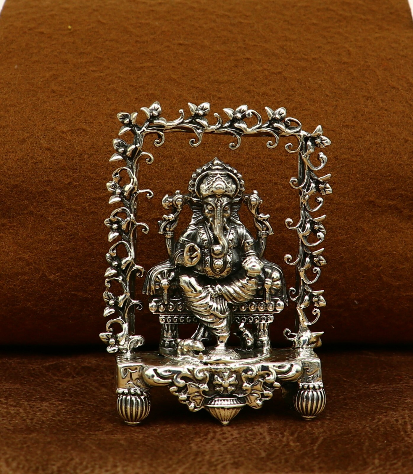 925 pure silver God Ganesha statue, figurine, puja article home temple art04