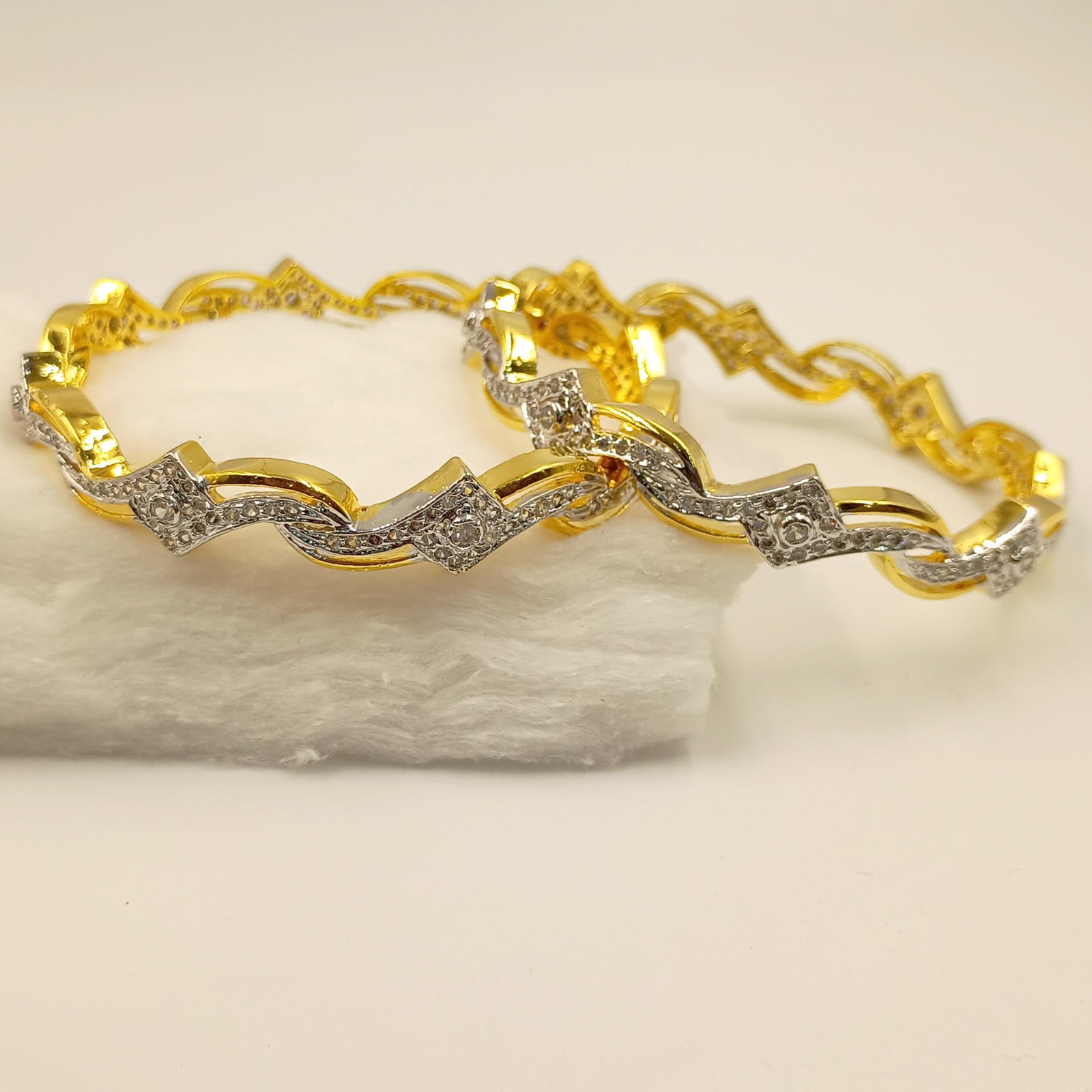 Handcrafted 22K Gold Plated Bangle Set Indian Wedding CZ Traditional Jewelry Gif