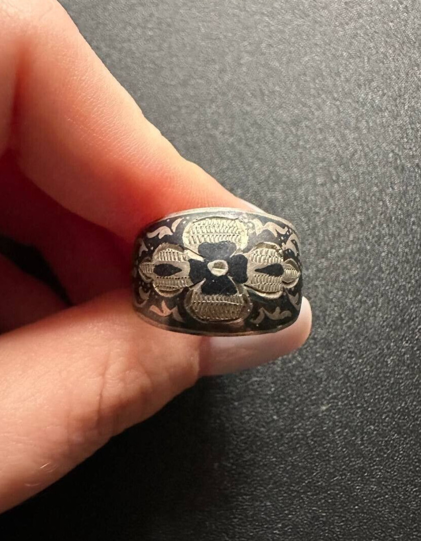 Vintage Soviet Silver Ring Kubachi Antique USSR 875 standard Size 18.5 (8.5)