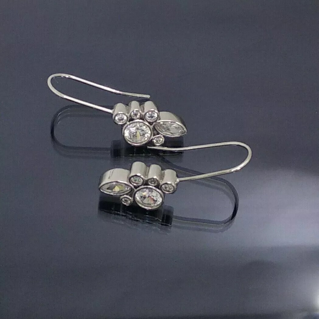 Art Deco Round Lab Created Diamond Office Wear Earring In 14K White Gold Finish