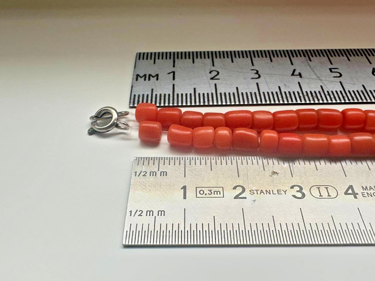 Vintage Natural Red Coral Beads – Triple Strand 11-12 g-188