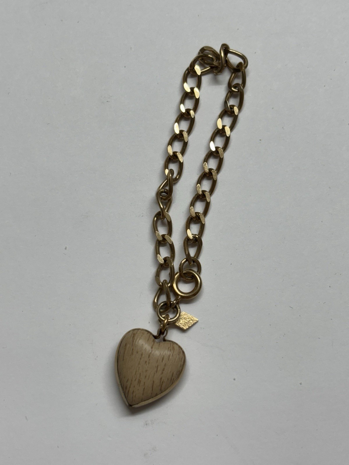 Sarah Coventry GOIN’ STEADY Bracelet from 1962 * Wood Heart Pendant