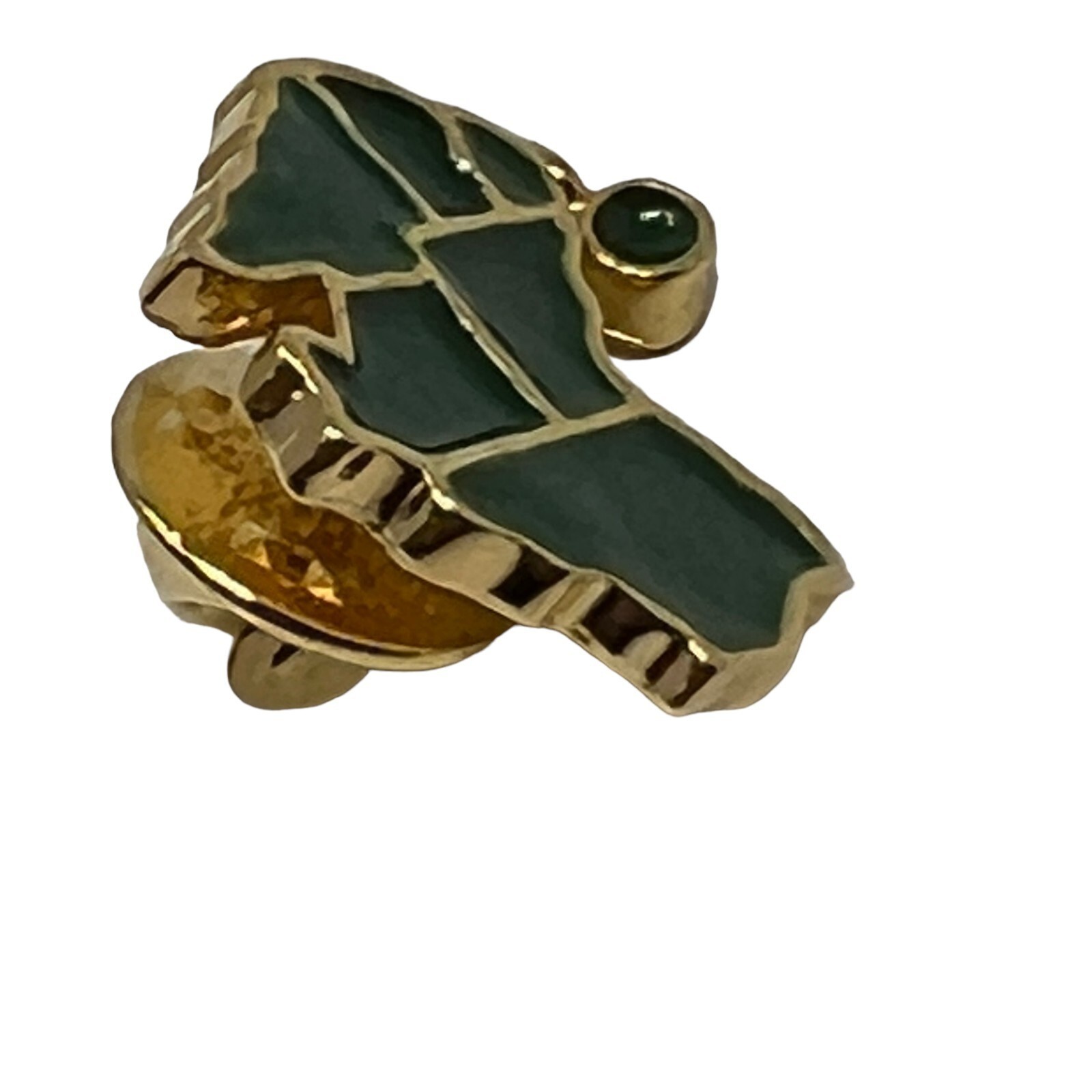 Australia Tasmania Map Brooch Green Enamel Gold Tone Tie Pin