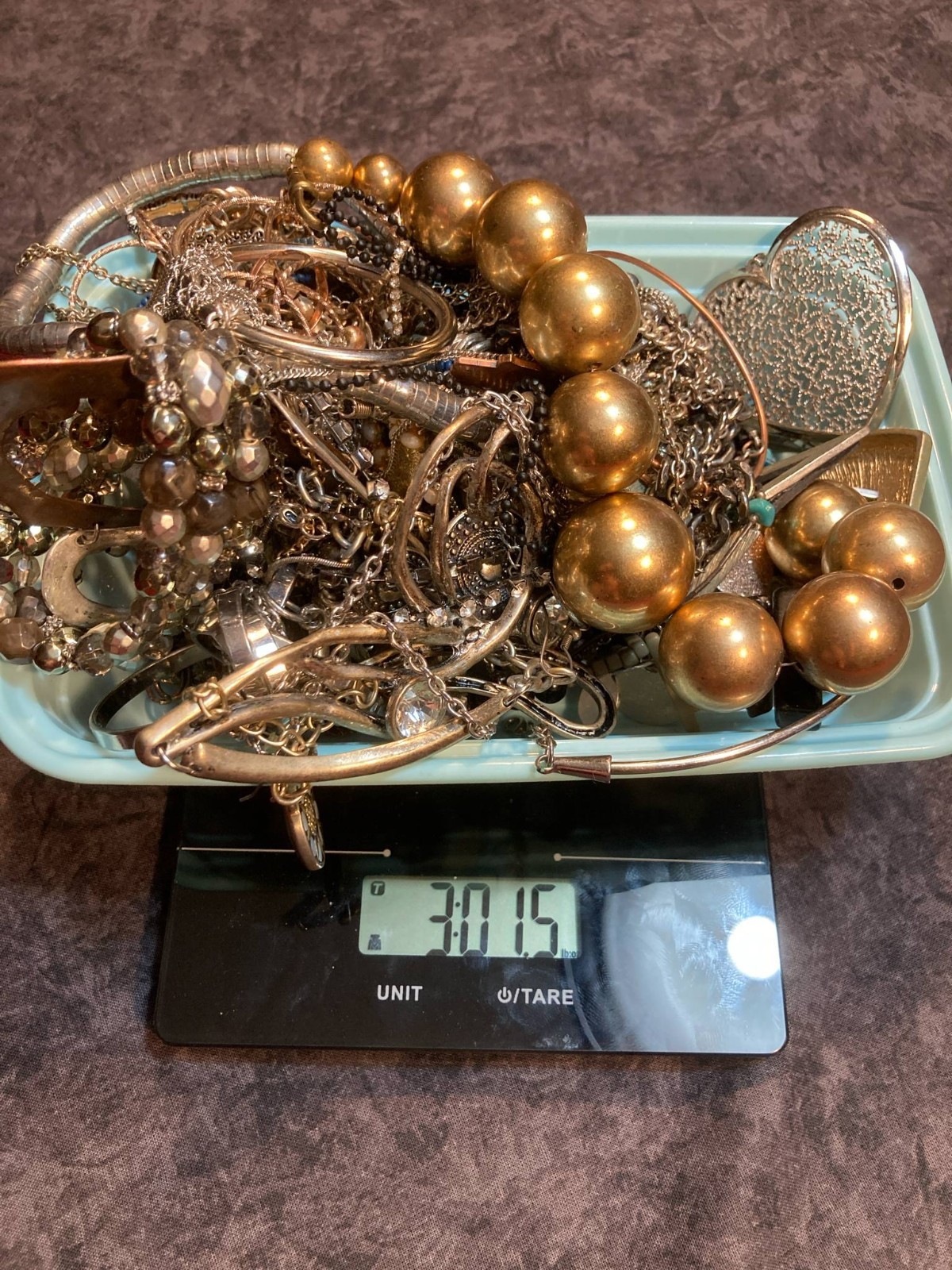 3 LB JEWELRY TREASURE HUNT Gold & Silver Tone, Rhinestones UNSEARCHED & UNTESTED