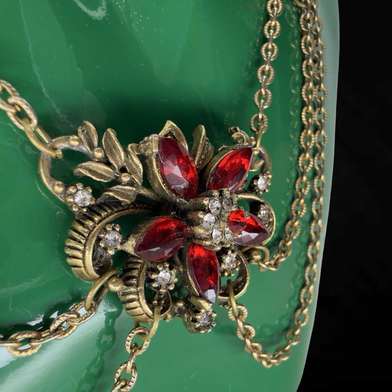 1940s Vintage SIGNED ✨ CORO ✨ Rhinestone Swag FESTOON Draped Chain Bib Necklace