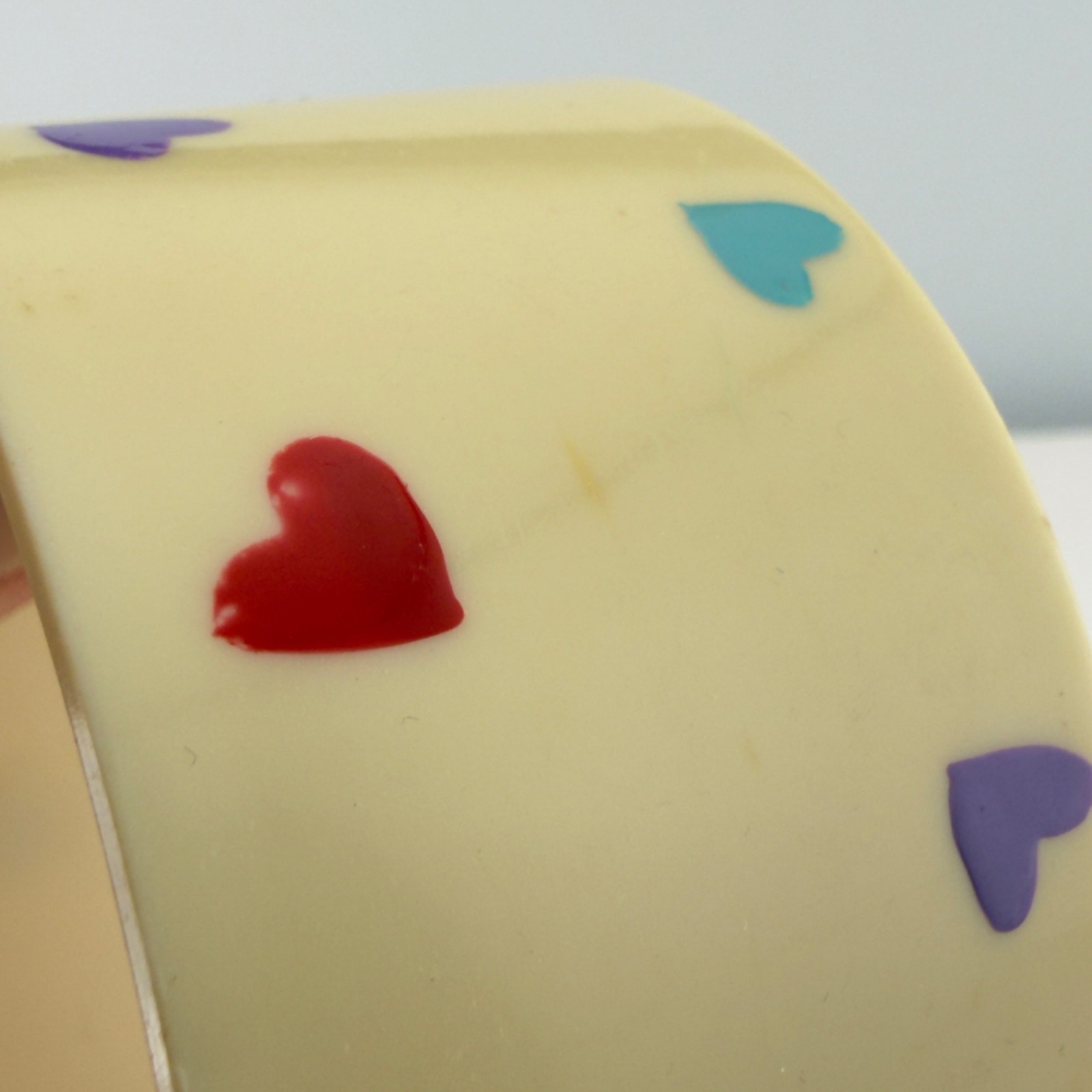 Vintage 80s Acrylic Bangle Bracelet Hearts Wide Chunky Stackable 90s READ