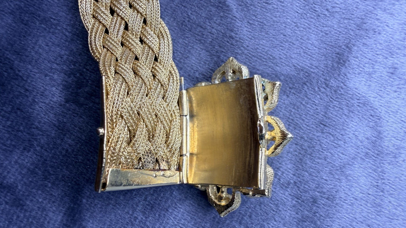 Victorian Antique Gold Filled Woven Mesh Slide Bracelet Tassel Fringe C.1900