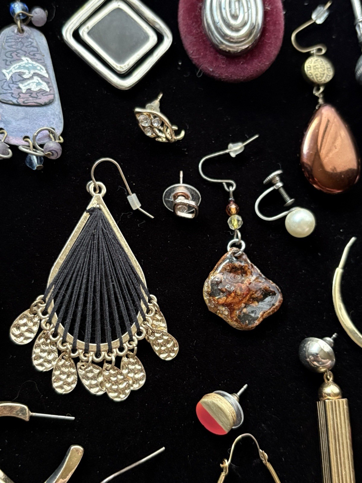 Vintage Single Earring Lot 44 Pieces Craft Repurpose Some Signed Rhinestones #3