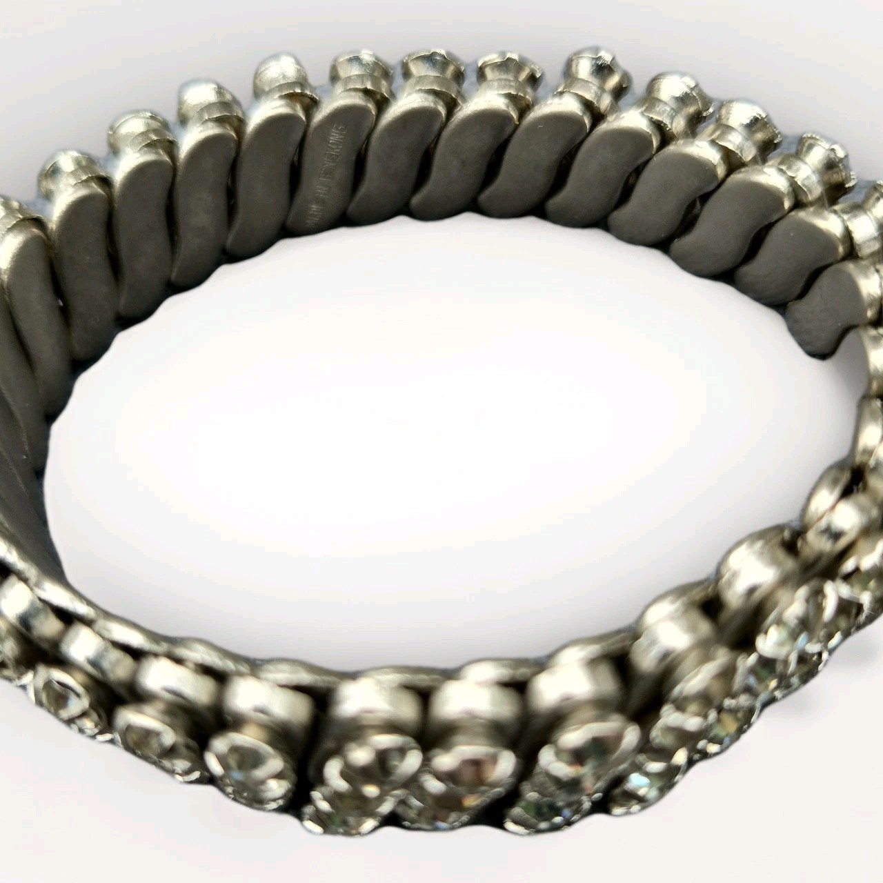 3 Vintage Rhinestone Expansion Bracelets Mid Century Stackable Japan Hong Kong