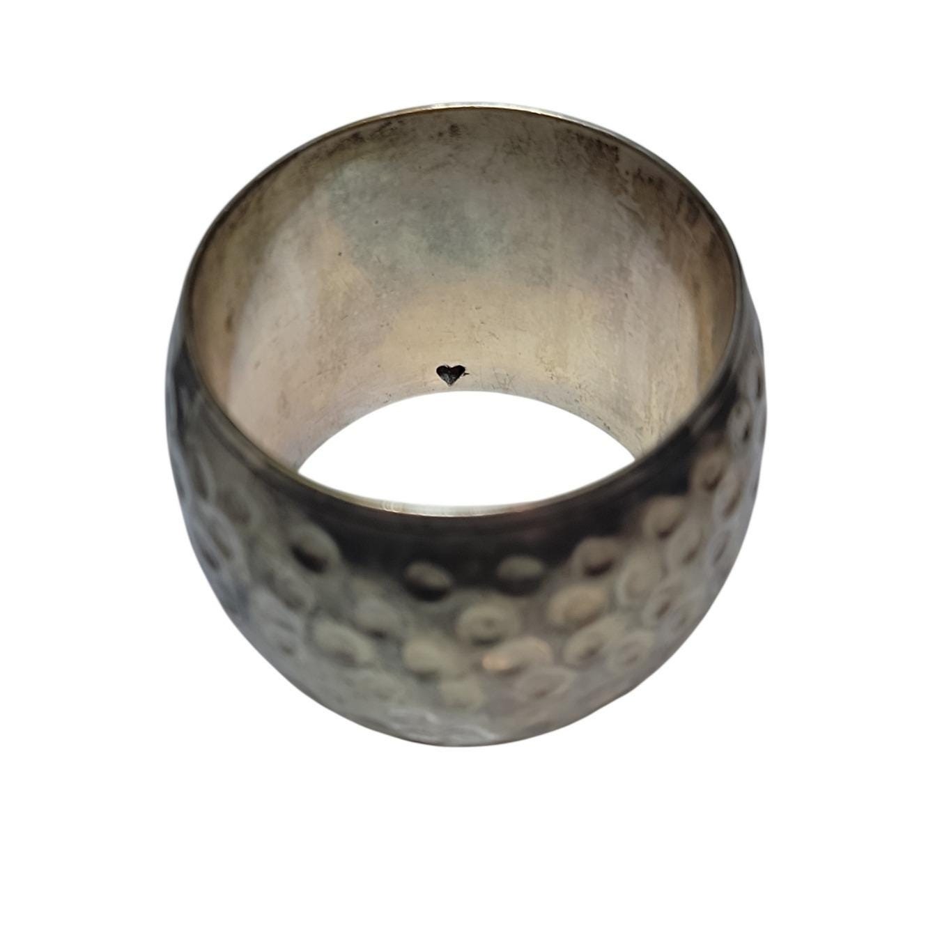 Vintage Wide Silver Tone Bangle Bracelet Hammered Dimpled Dome Texture Size 7