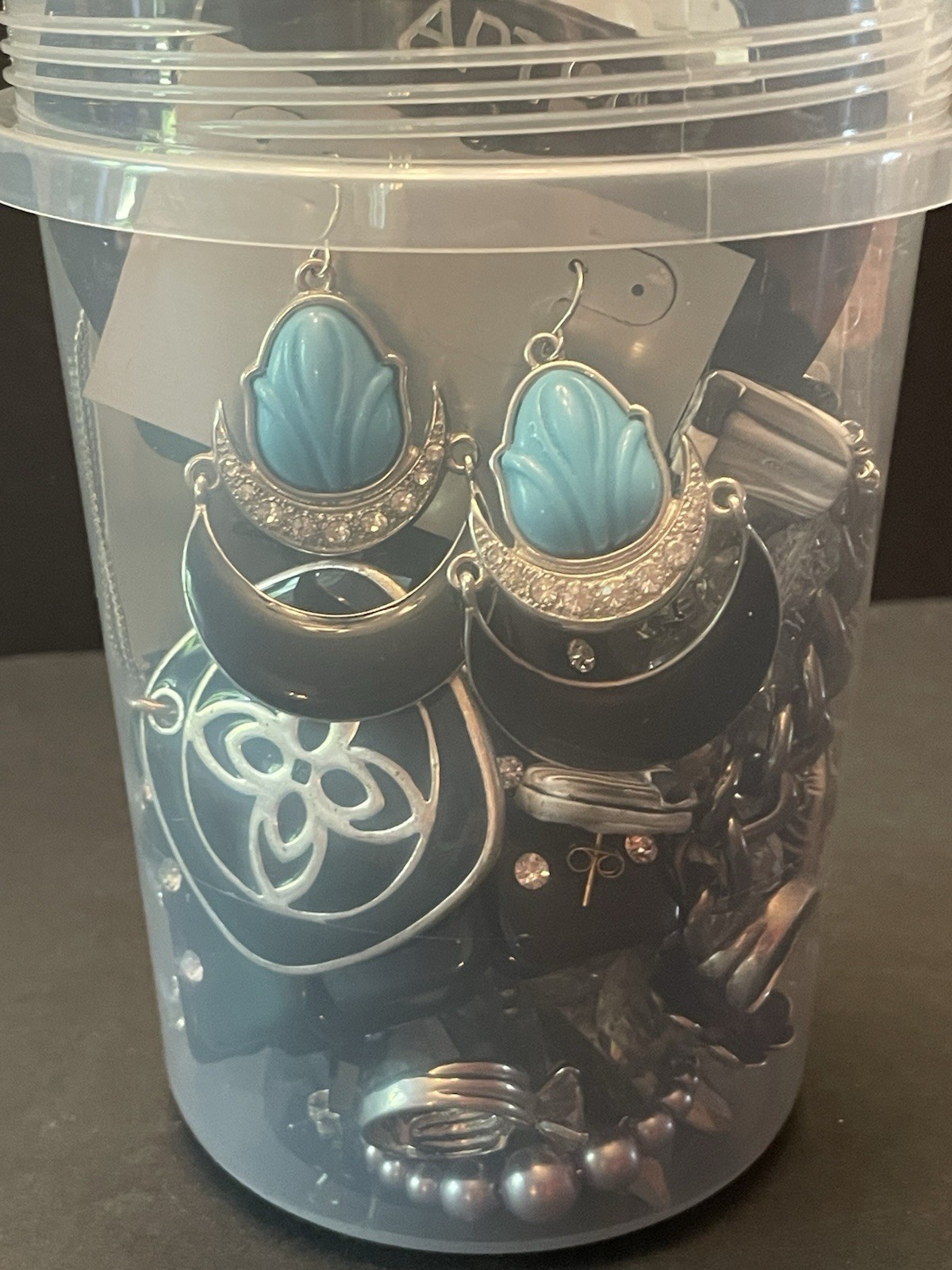 Mystery Jewelry Jar BOLD CHUNKY Curated Black Silver All Wearable Glam Runway