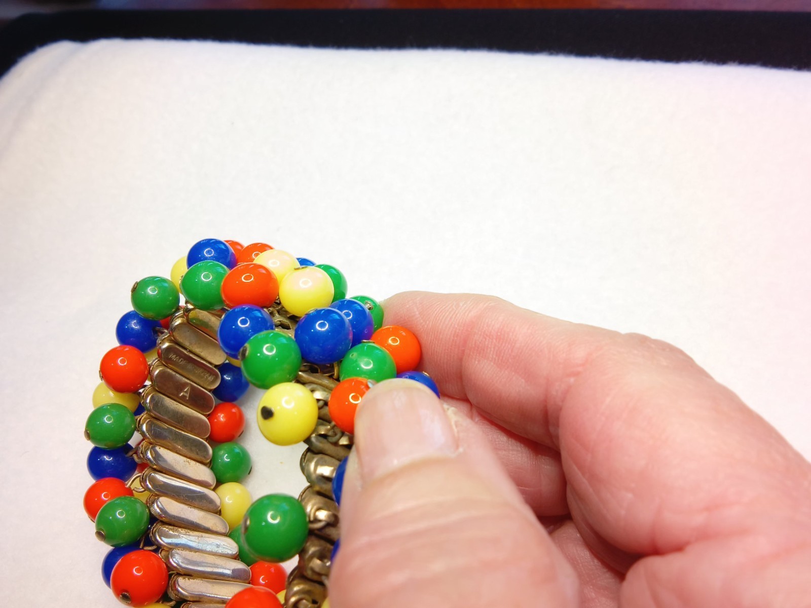 Vintage 1950’s Cha Cha Expansion Bracelet, Glass Multi Colored Beads
