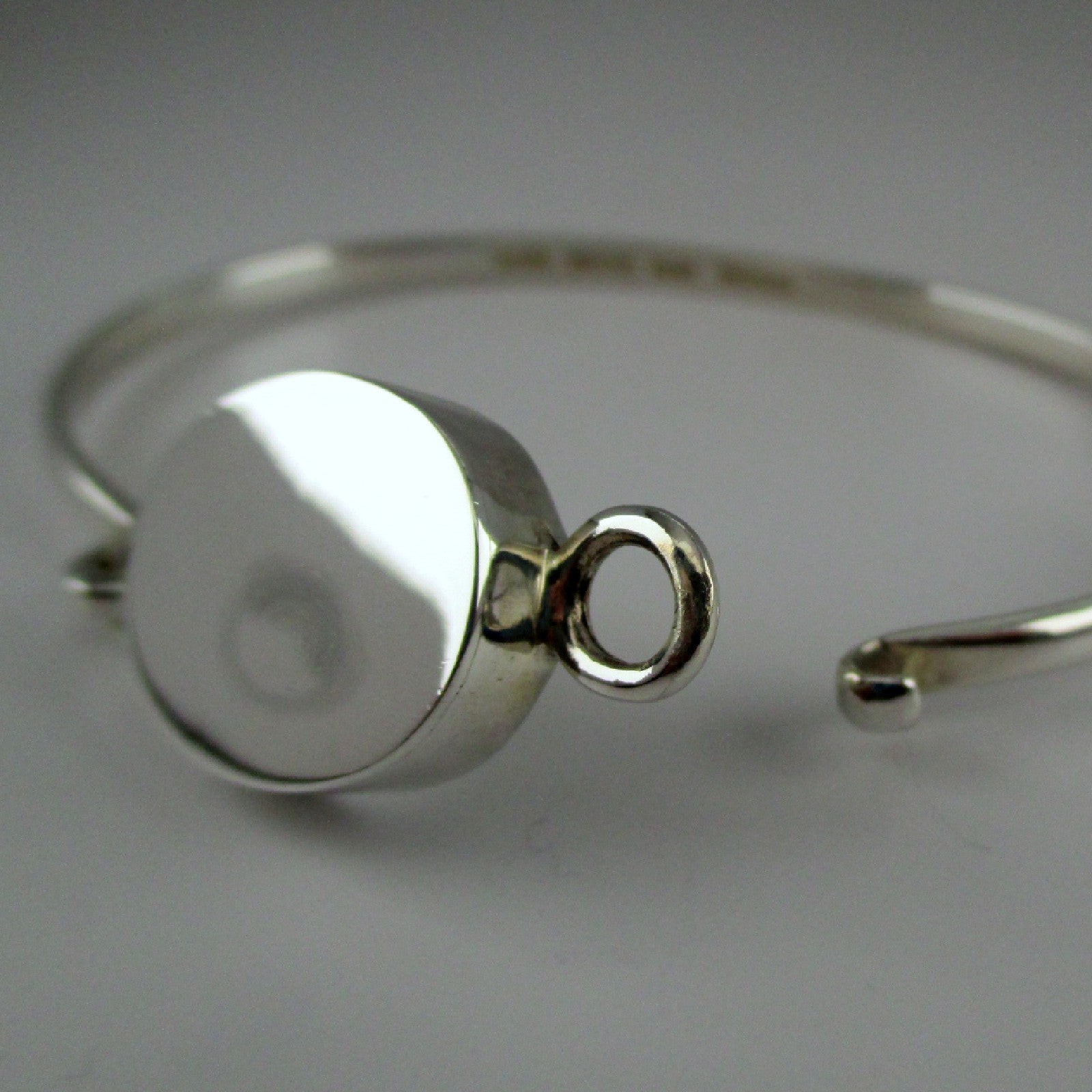 Sterling Silver ENGRAVABLE Charm Bracelet BANGLE Engraving OVAL Birthday Gift