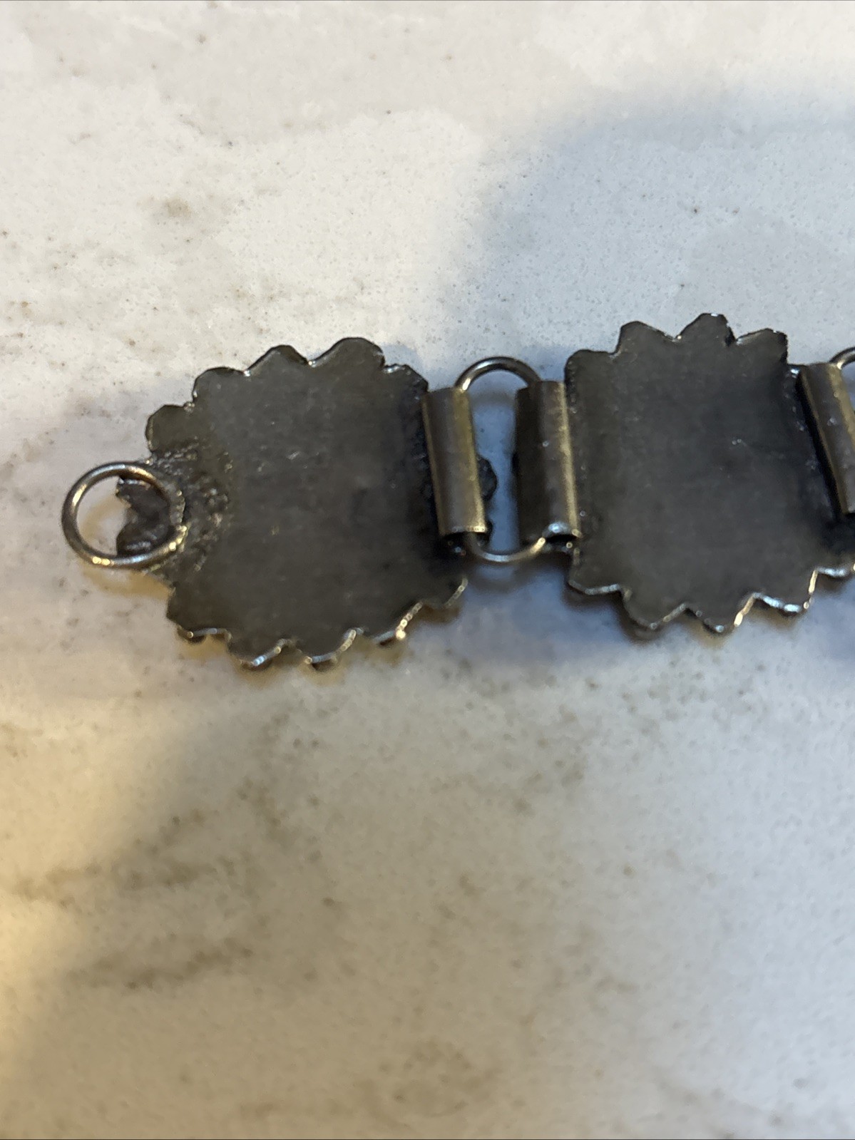 Vintage 1990s Yin Yang Silver-Tone Link Panel Bracelet