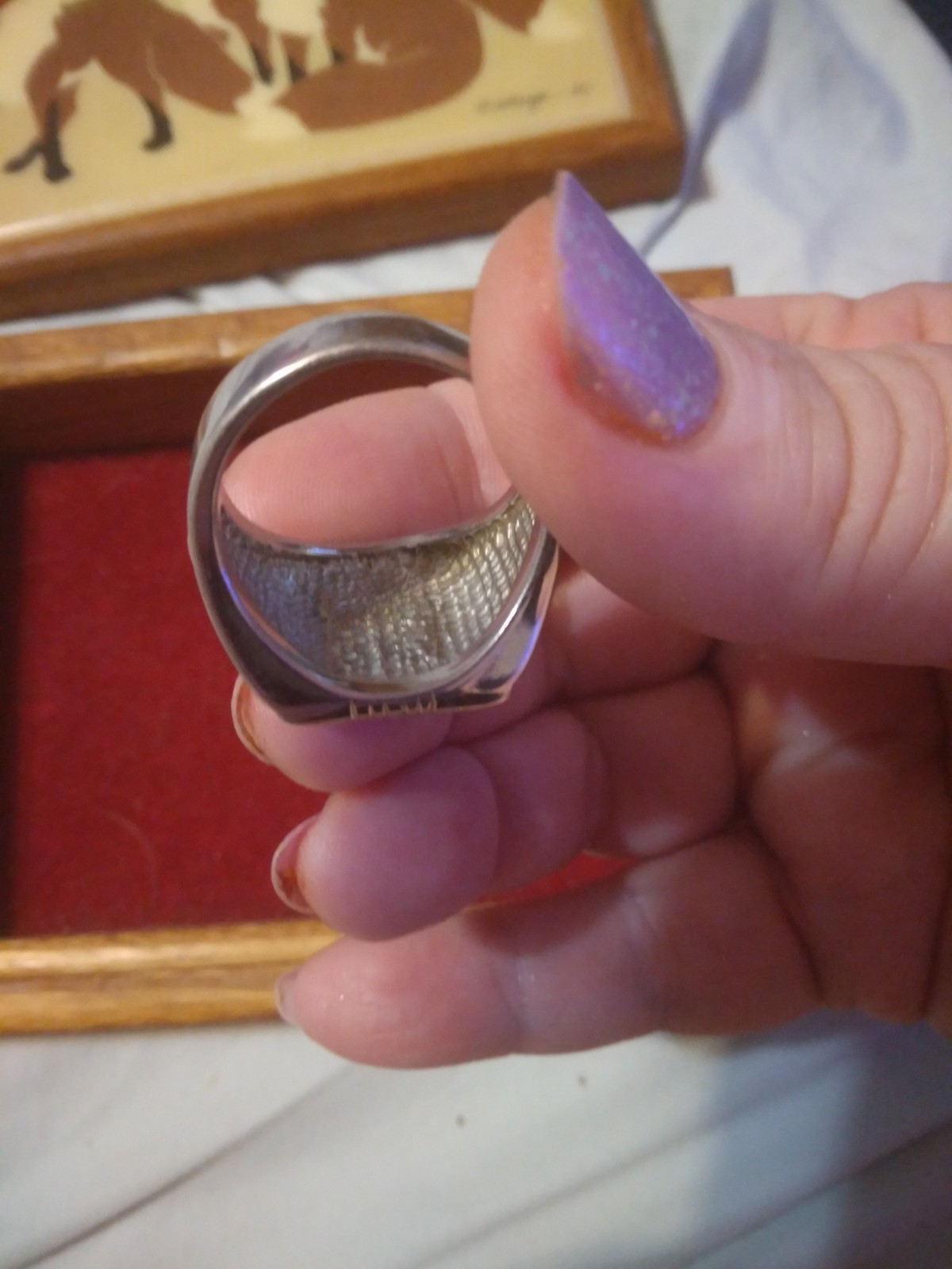 Vintage Sterling Silver Wolf Howling At The Moon Ring Size 13
