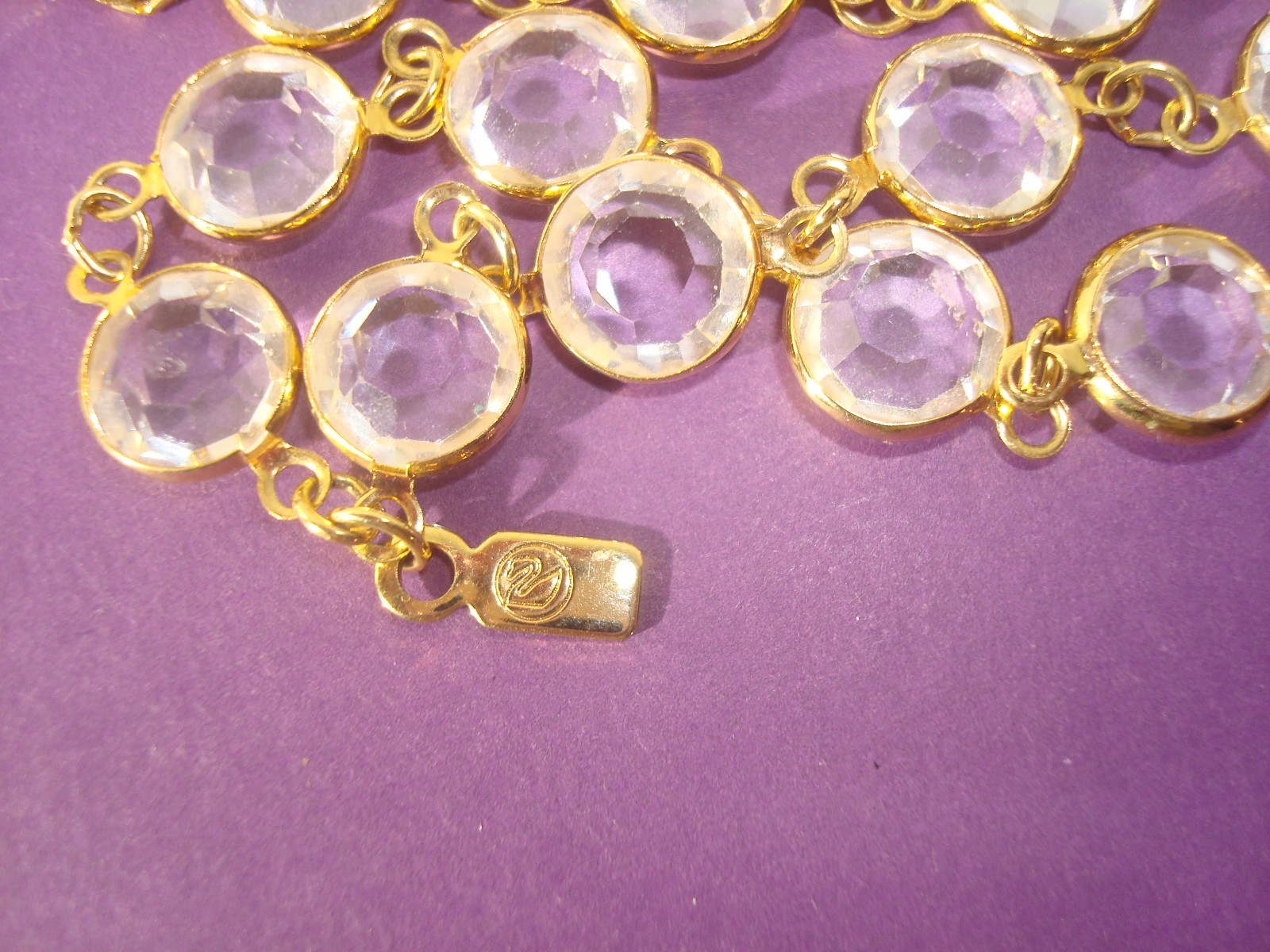 SWAROVSKI SWAN SET/LOT CLEAR CRYSTAL BEZEL NECKLACE 36″&EARRINGS,CLUSTER,DANGLE