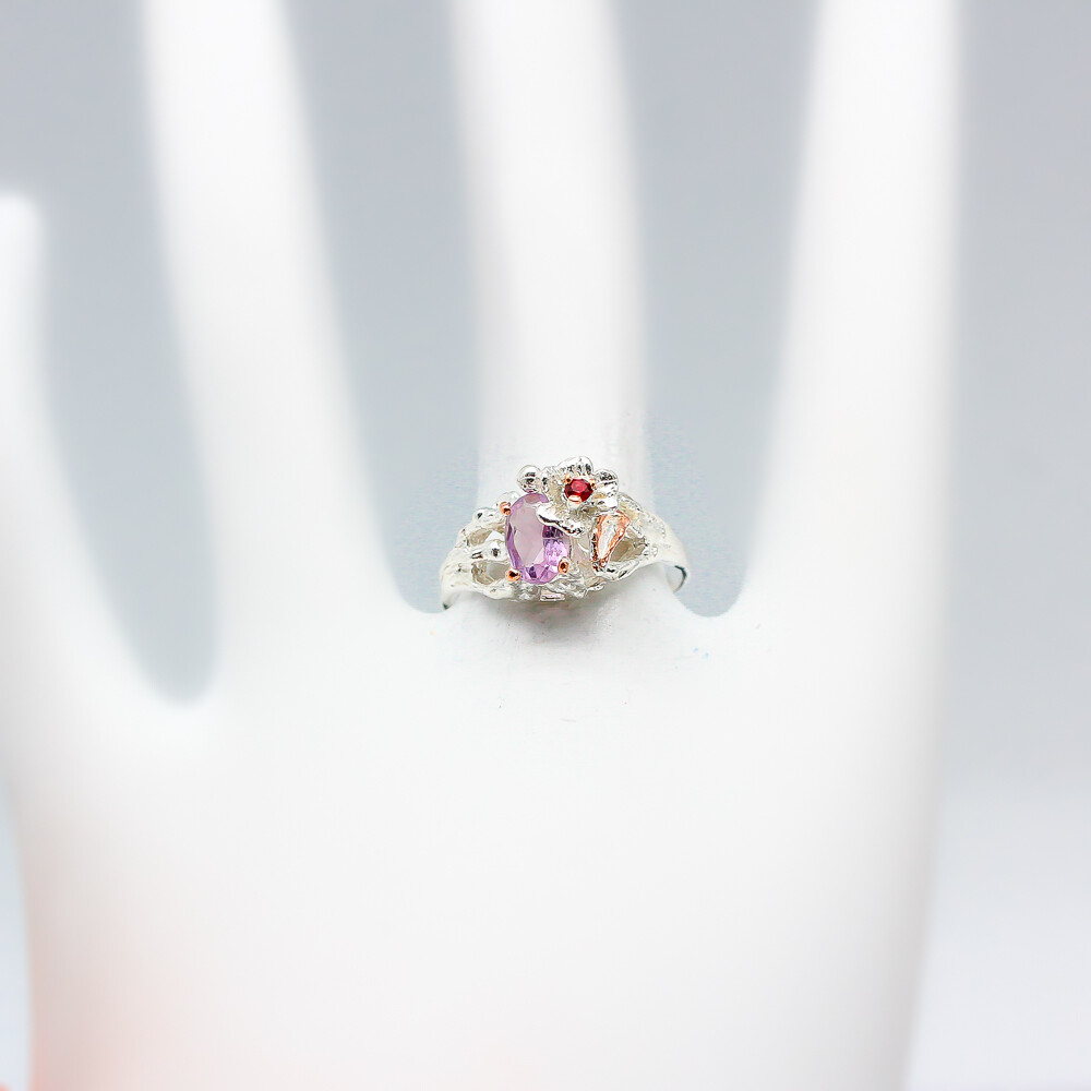 Handmade Jewelry Ring Natural Amethyst Silver Ring 925 Sterling / RVS103