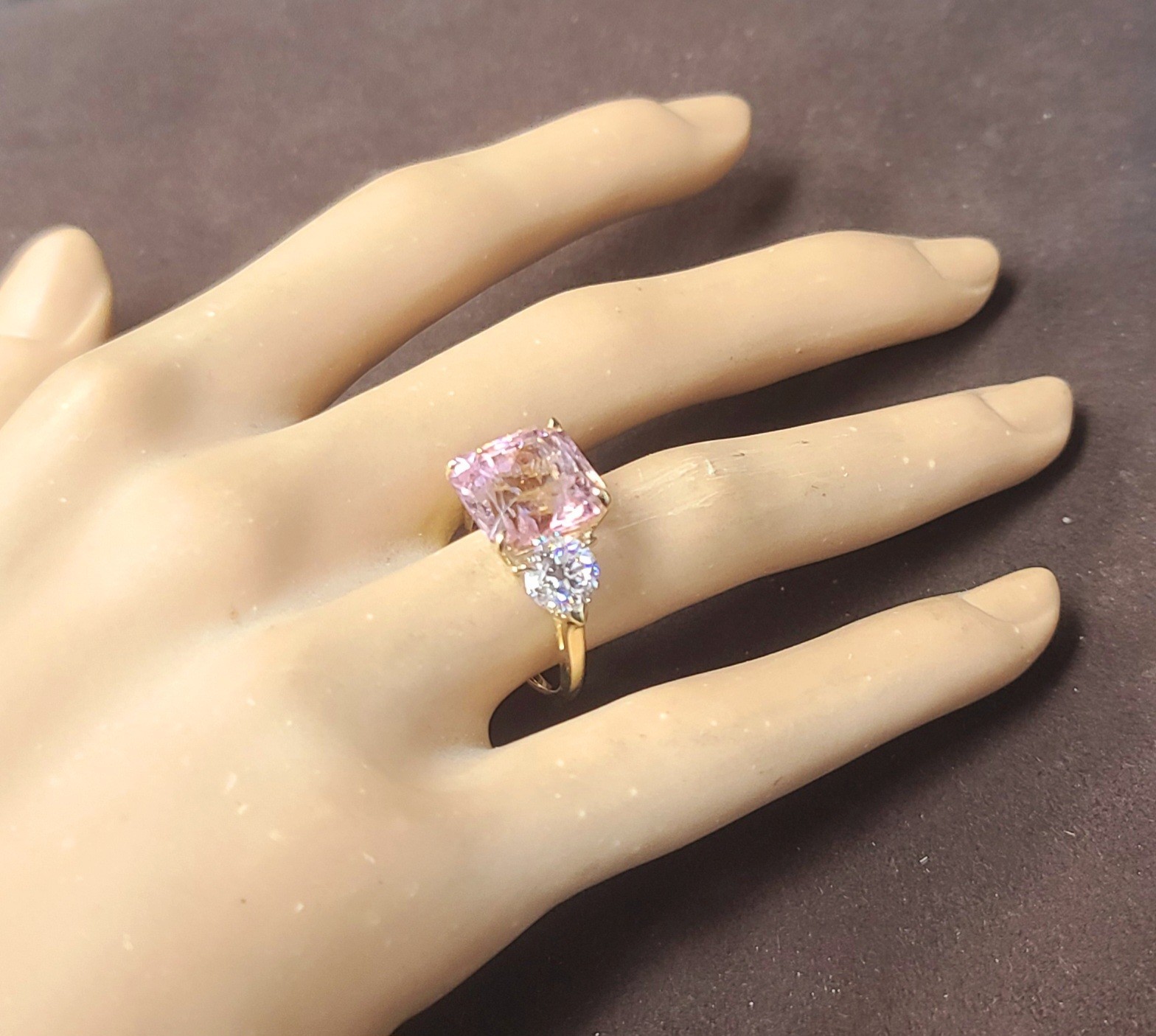 Vintage 14k Yellow Gold Engagement Ring 7.64ct. Natural Pink Tourmaline Radiant
