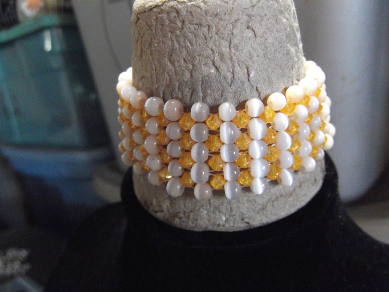 Vintage Costume Orange and White Halo 2″in Stretchy Barcelet