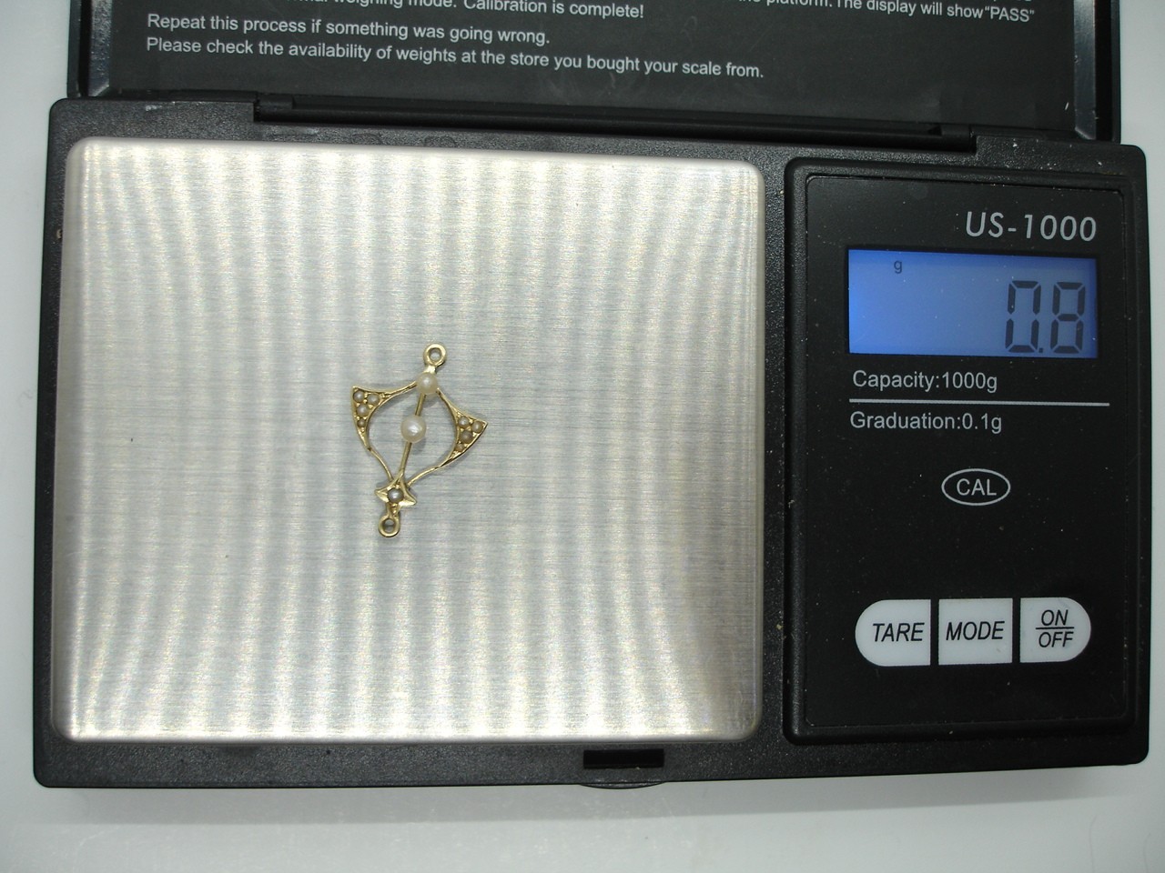antique 14K gold seed pearl birthstone Lavalier Pendant charm wind dangle drop