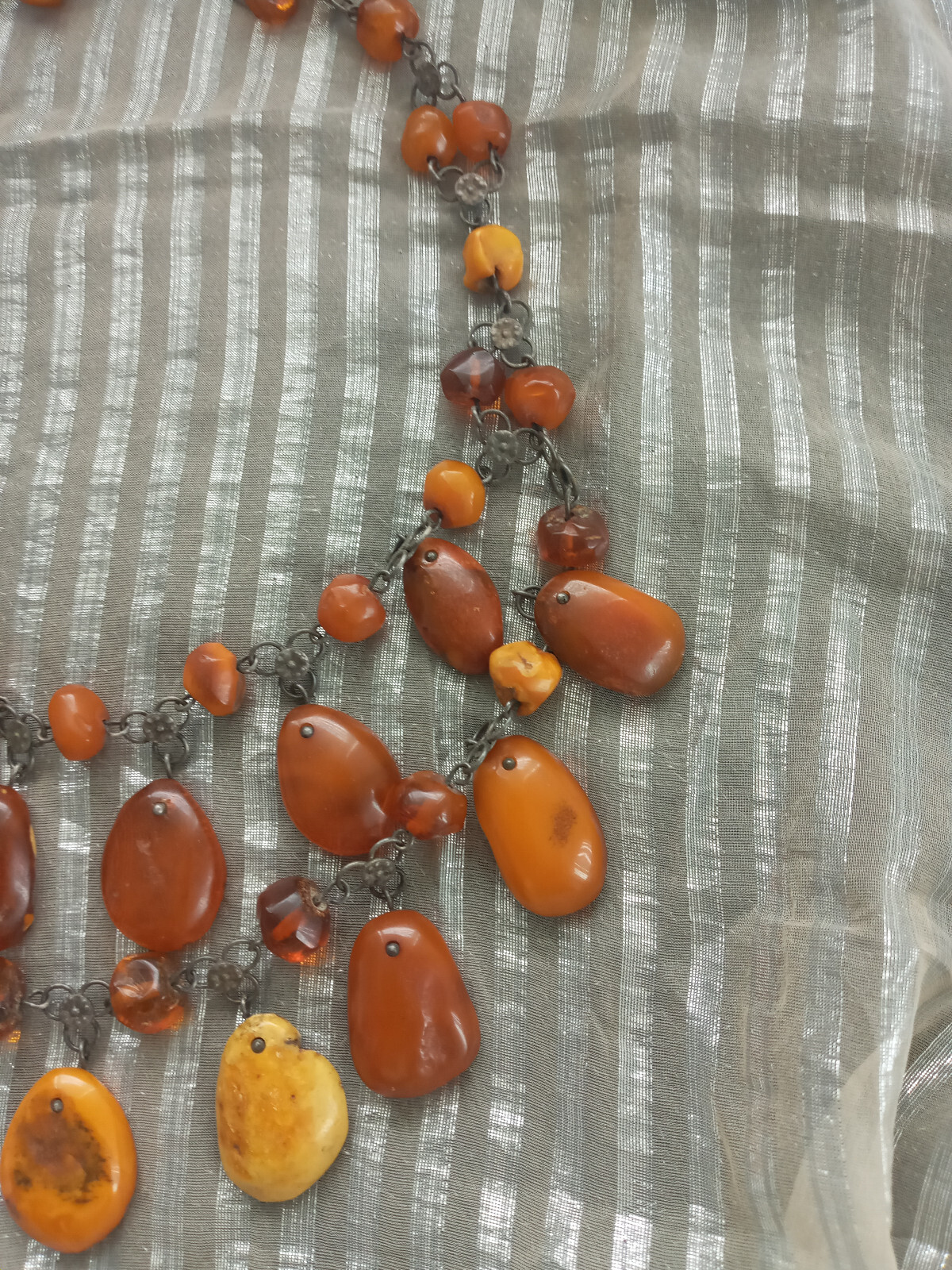 Vintage Natural Handmade Raw Baltic Amber Collar Necklace Butterscotch Egg Yolk