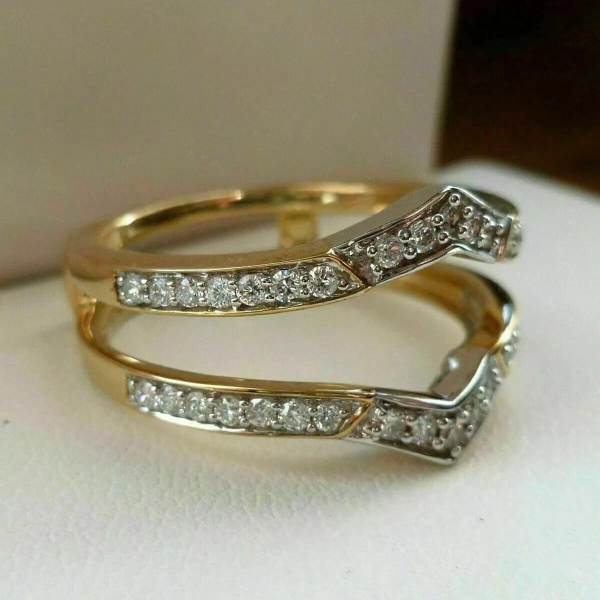 1.25Ct Round Lab Created Diamond Enhancer Wrap 14K Gold FN Engagement Band Ring