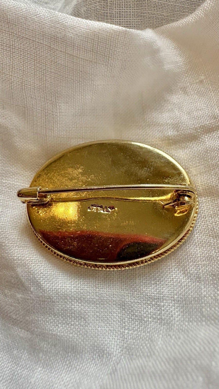 VTG Italian Micro Mosaic Glass Floral Artisan Oval Brooch Pin Millefiori 1.5”