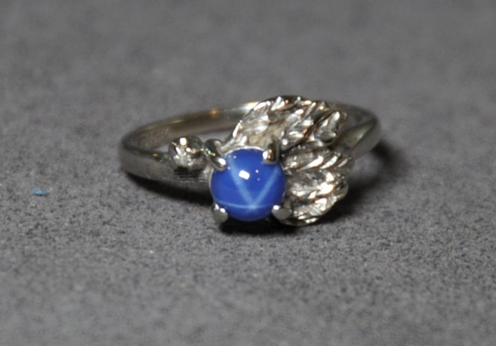 VTG Art Deco 10K White Gold Genuine Star Sapphire & Diamond Ring Sz 4.5 – 2.12 g