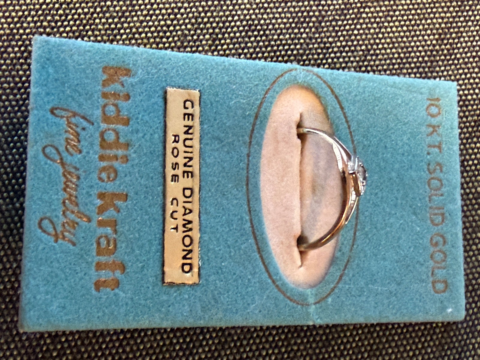 Antique Kidde Kraft Solid 10KT Size 3 Ring Rose Cut Diamond NOS NOI 0.6 grams