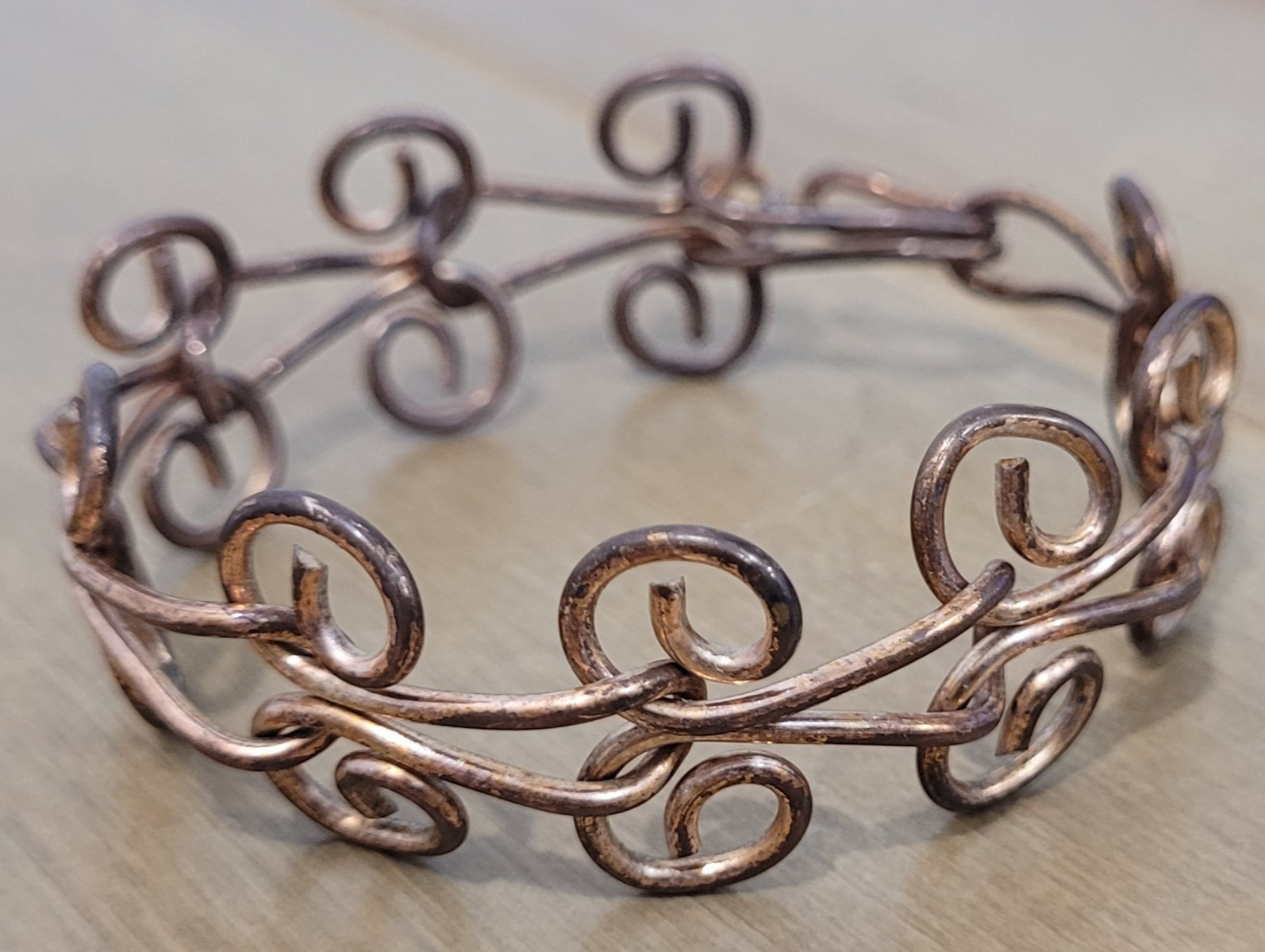 Vintage Spiral Bracelet Copper Alloy Metal Swirl