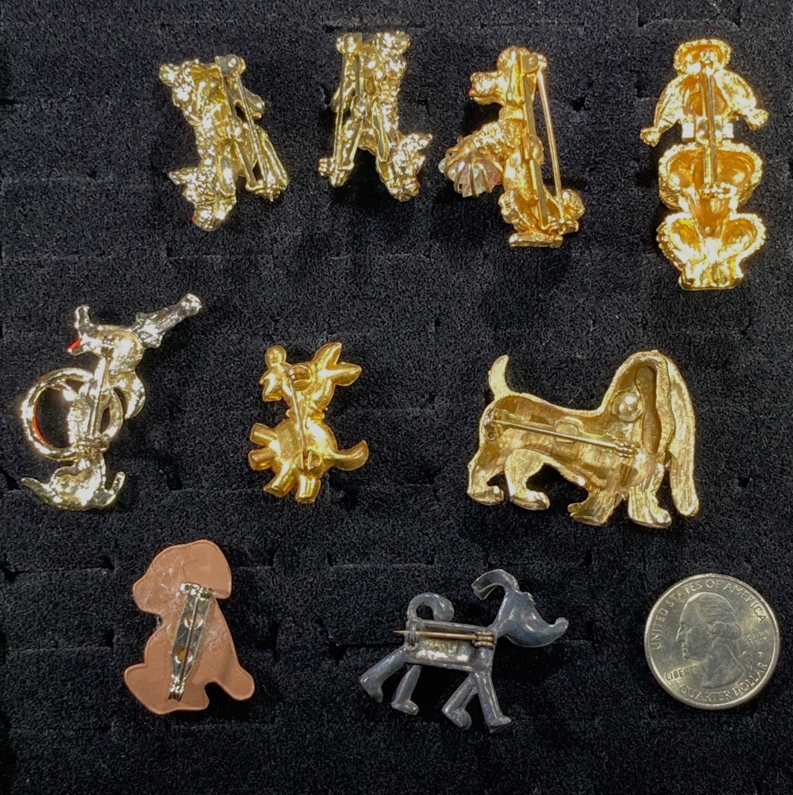 16pc Vintage Animal Lot Cat Dog Mice Brooch Pin Craft Wear Repair Figural Retro