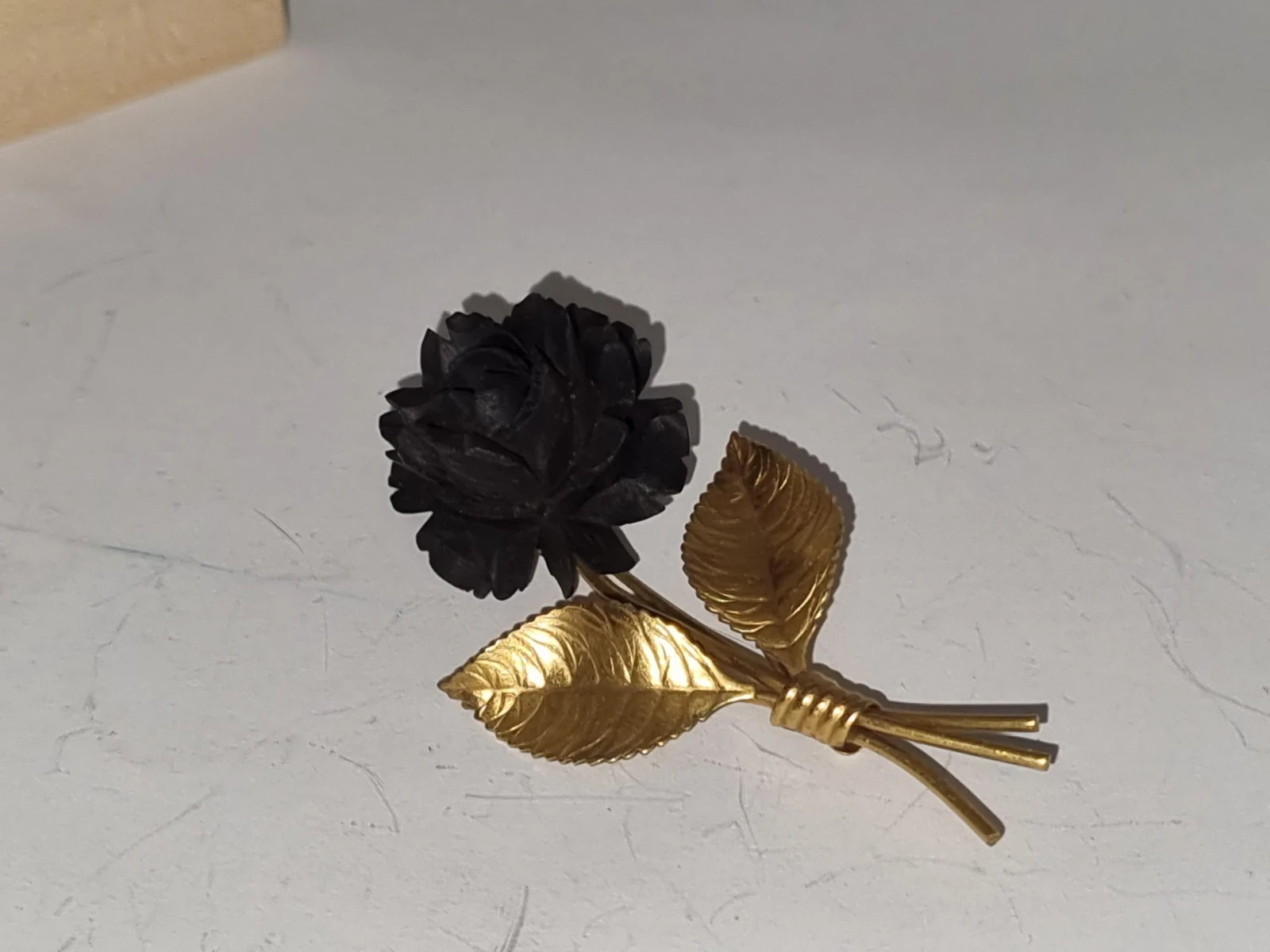 Vintage 12k Gold Filled Black Rose Bracelet Brooch Set c1960s USA made see Video