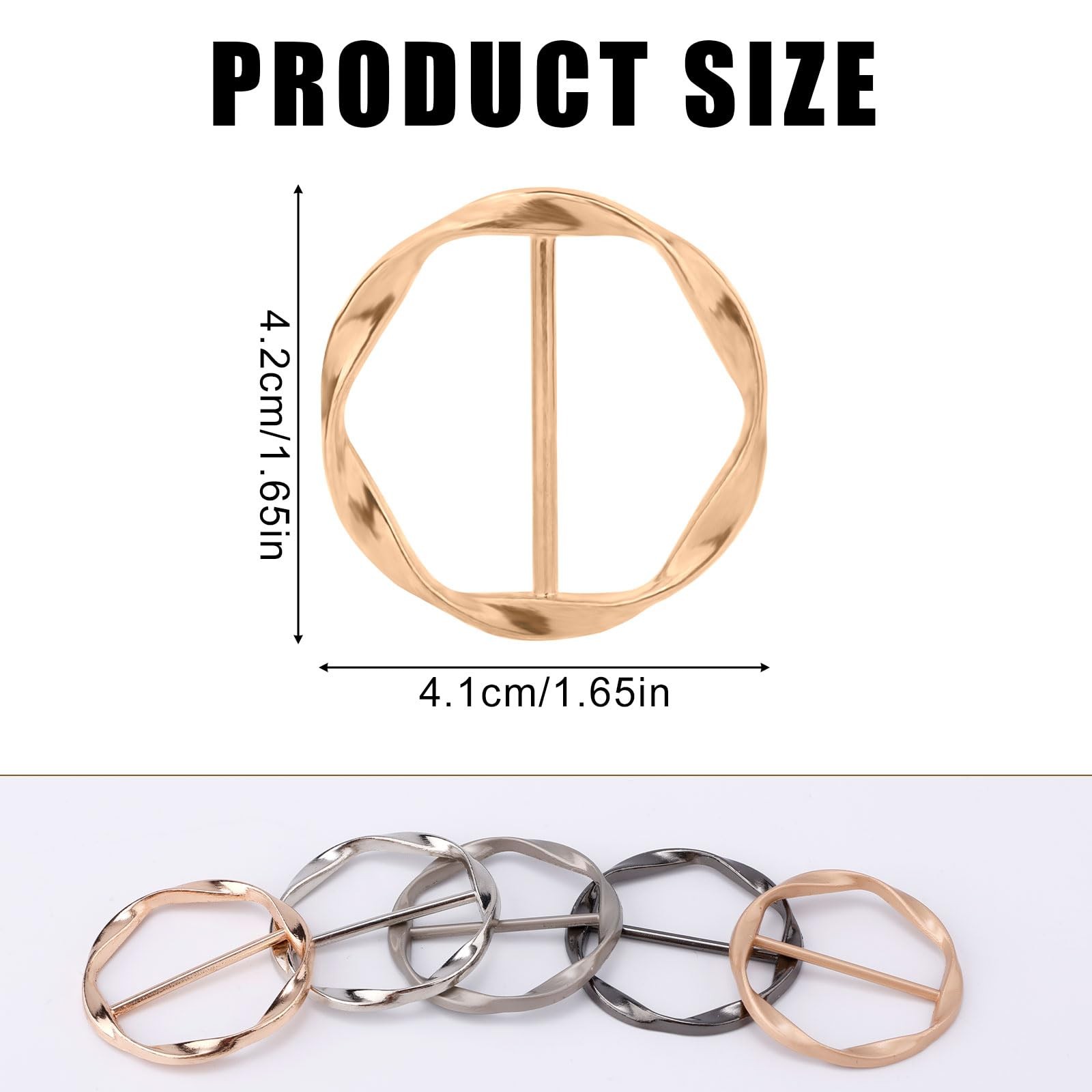 5pcs Scarf Ring Clips, Alloy Metal in 5 Colors Medium, Colorful