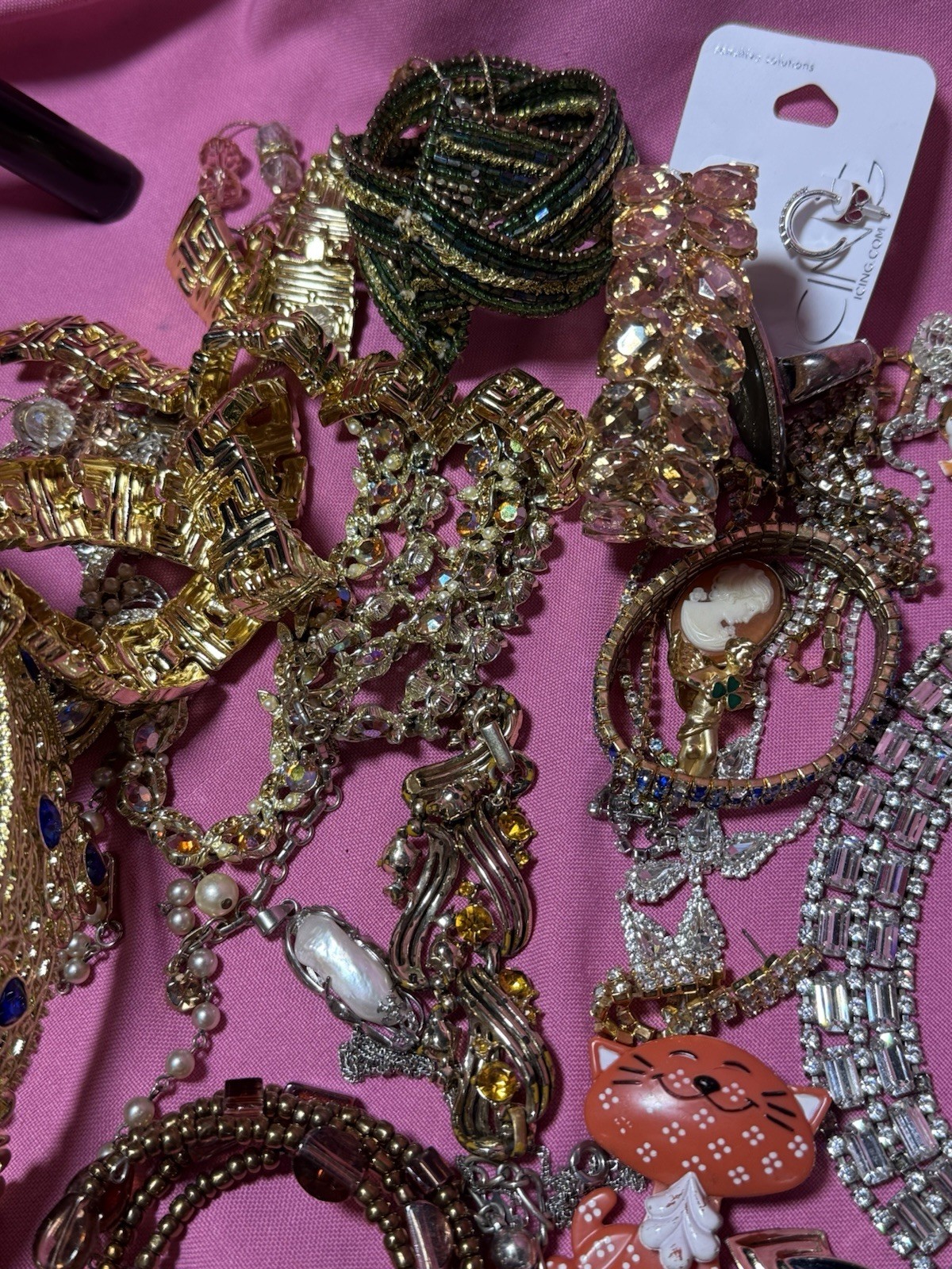 Costume Jewelry Lot VTG Rhinestone Set Givenchy Whiting & Davis Solid Perfume