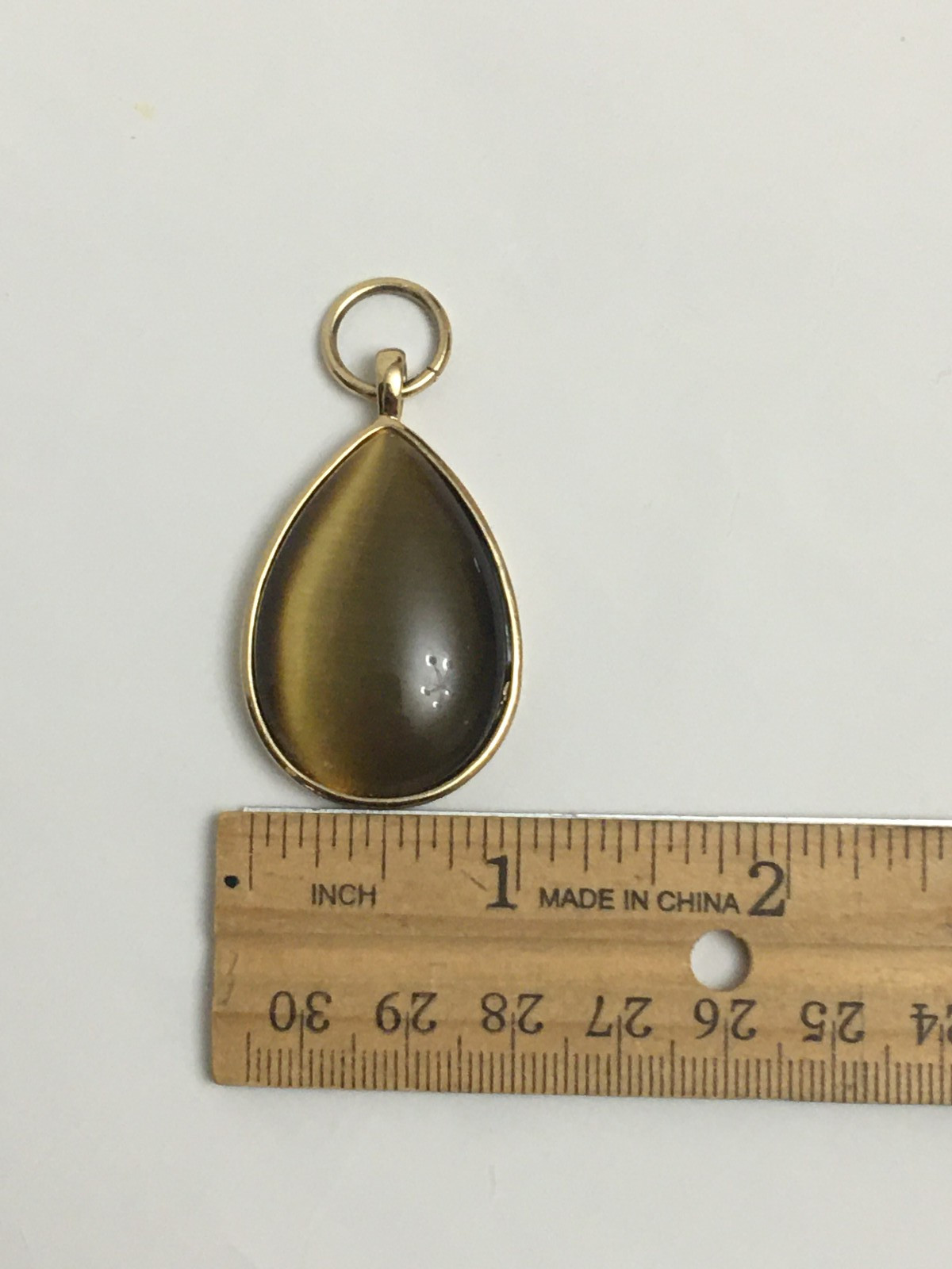 Tiger Eye Stone Pendant With Gold Tone
