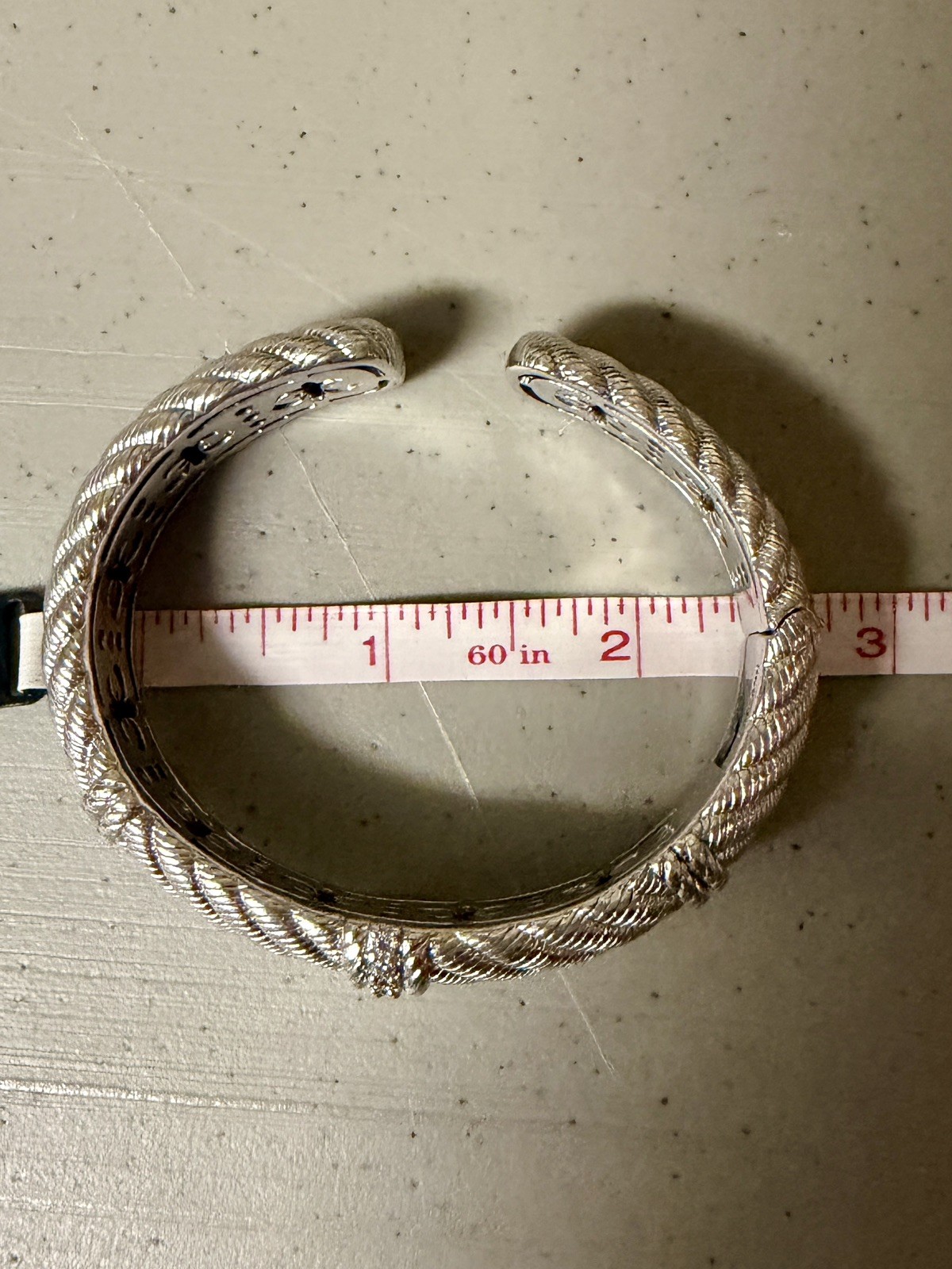 JUDITH RIPKA Sterling Silver Cubic Zirconia Cable Twist Wide Cuff Bracelet; 75g