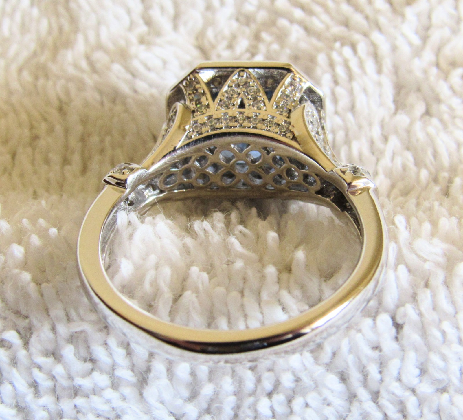 Sterling Silver & Faceted Blue Stone & Cubic Zirconia Matching Pendant & Ring