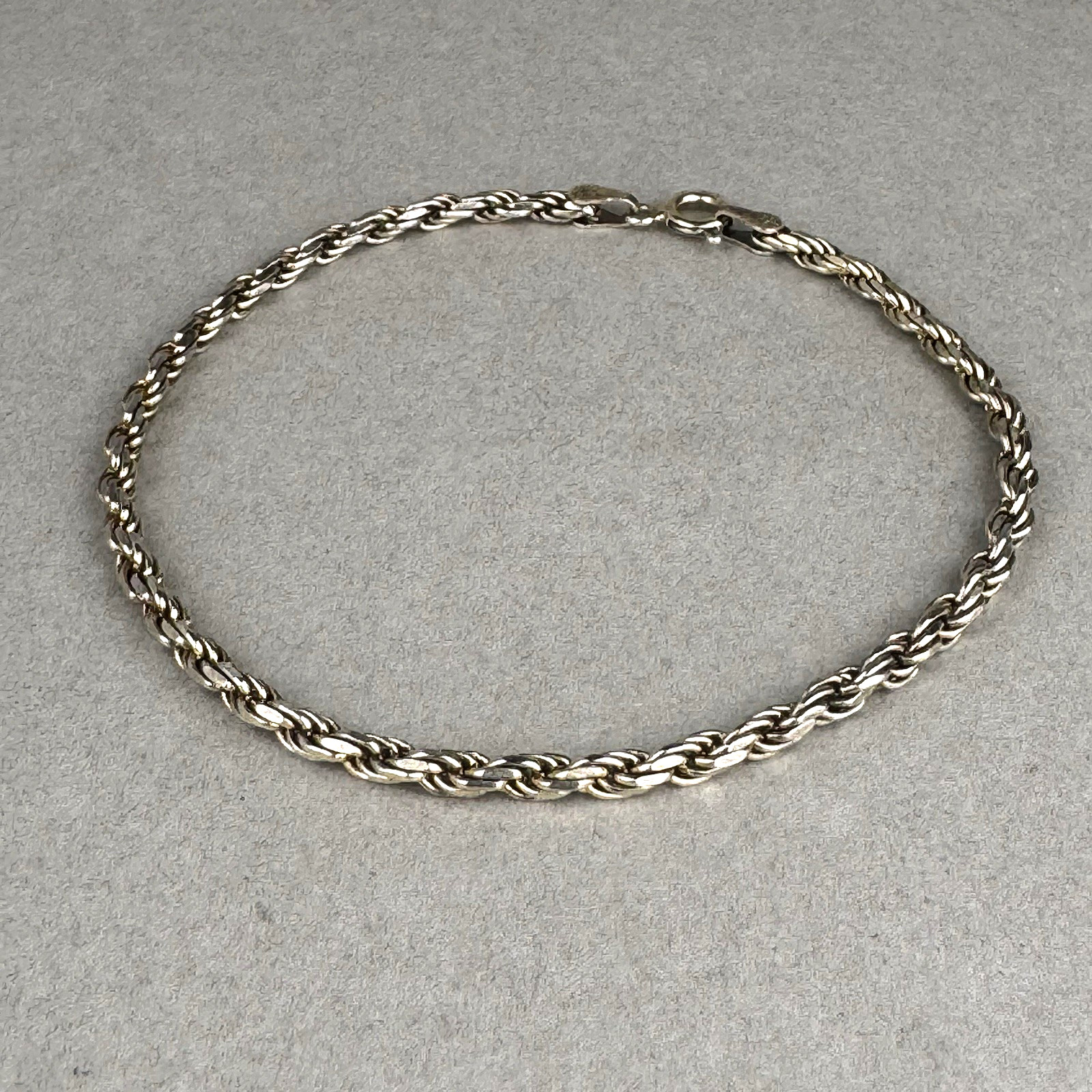 Vintage HCT Italy Gold Plated Sterling Silver Twisted Rope Chain Bracelet 7.75”