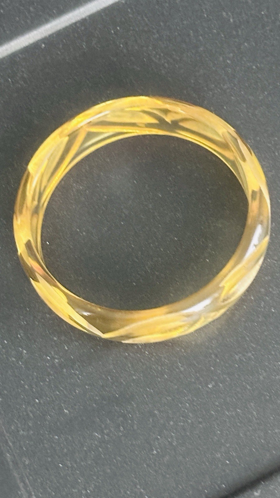 Vintage Carved “Apple Juice” Translucent Bangle Bracelet